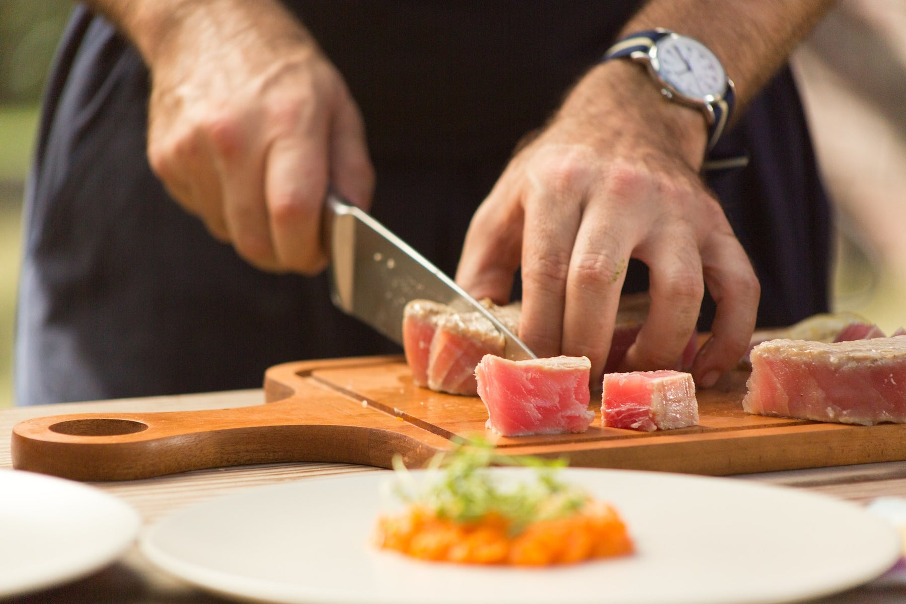 chopping meat