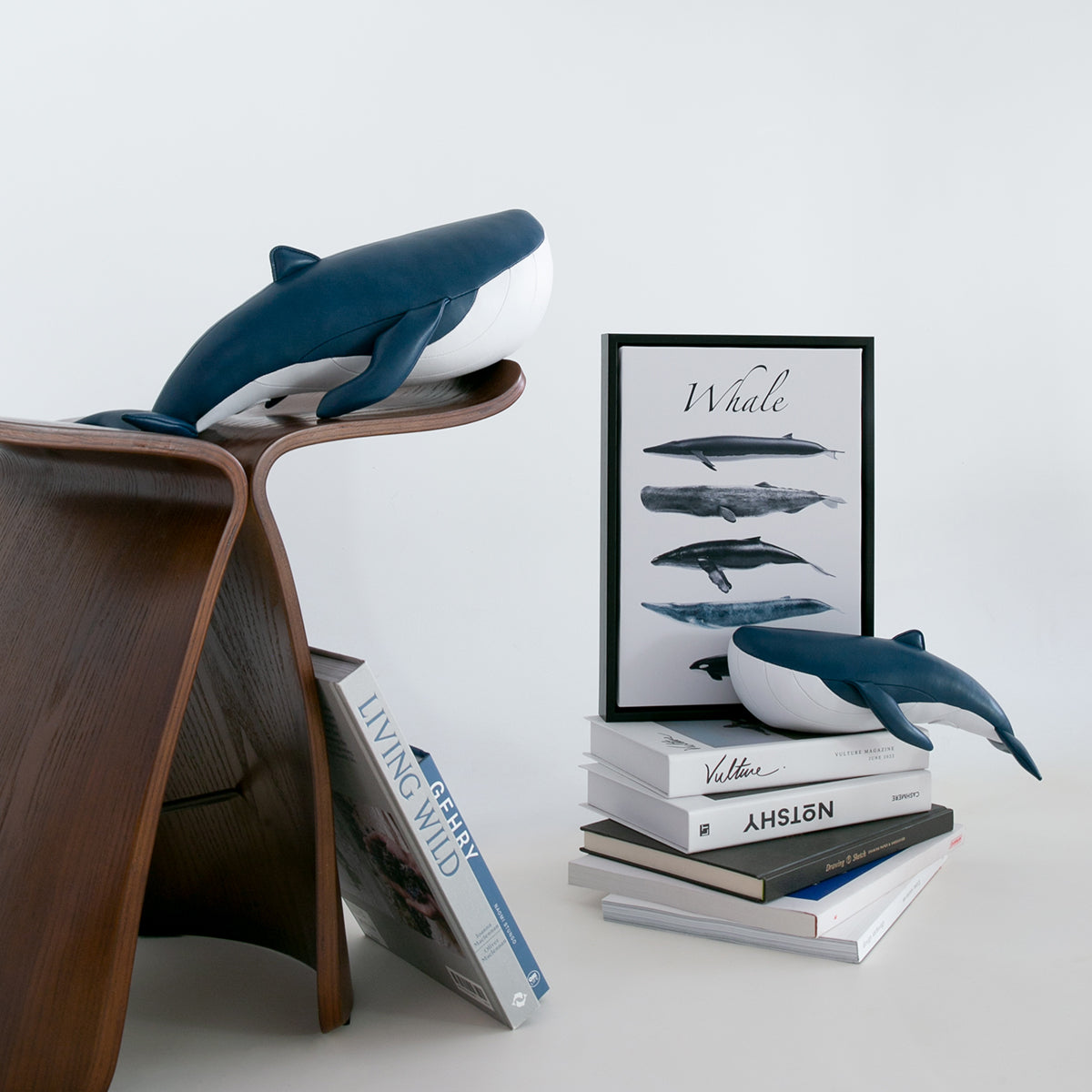 Zuny Bookend Whale Wave Midnight Blue