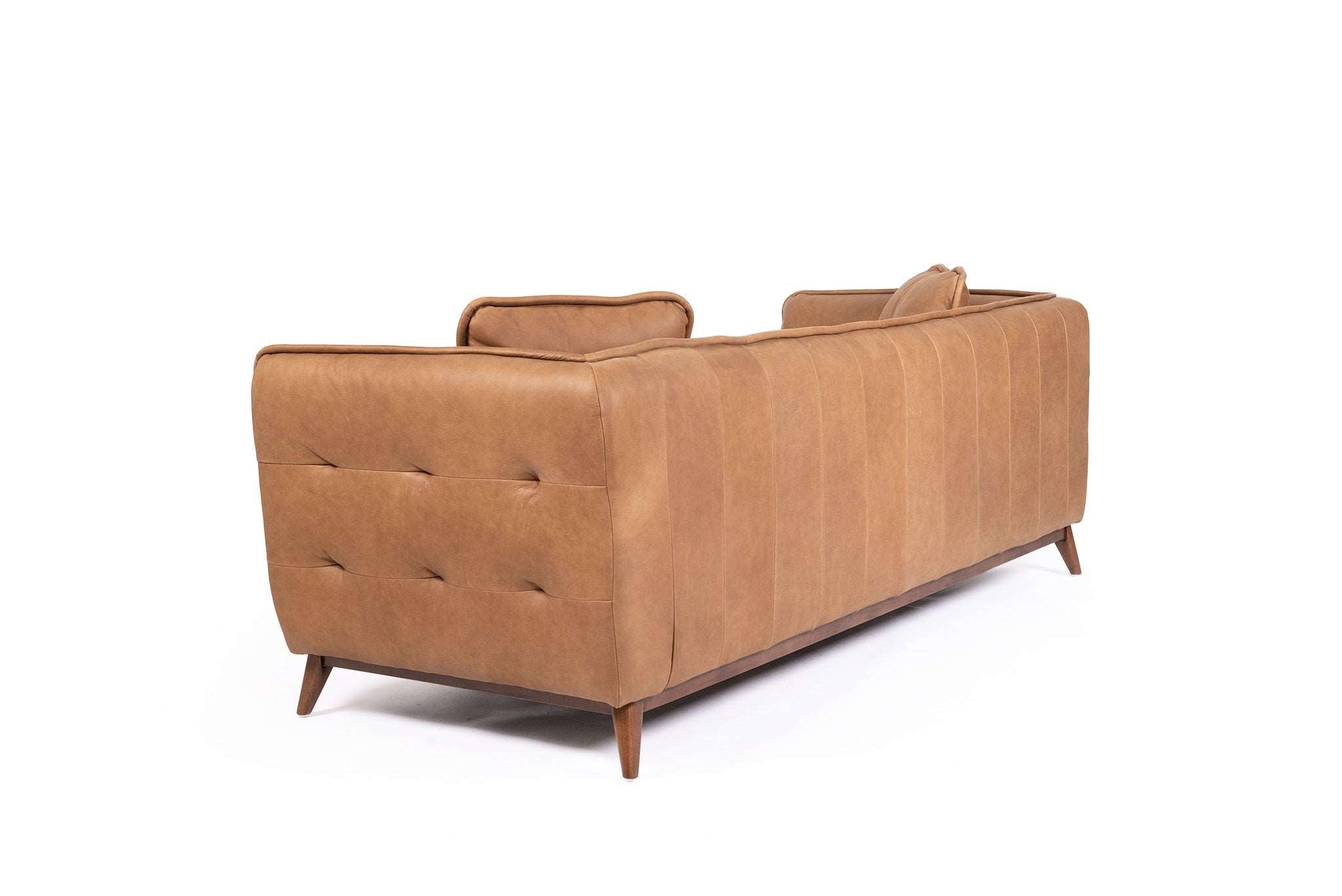 Brooklyn 3 Seater Mid Century Modern Leather Sofa