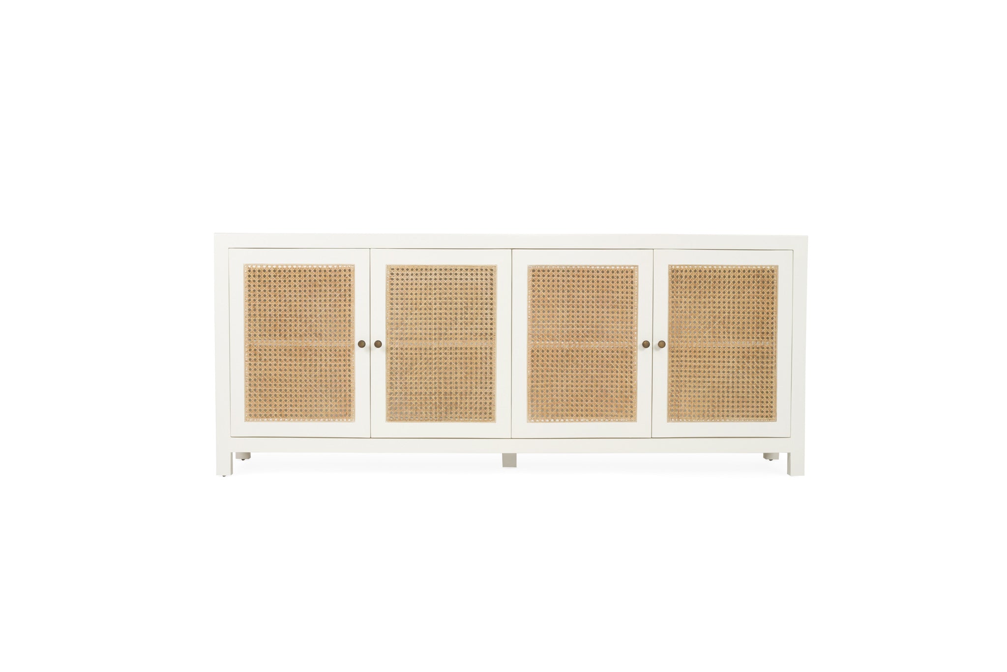 Charles Teak & Rattan 4 Door Sideboard – White