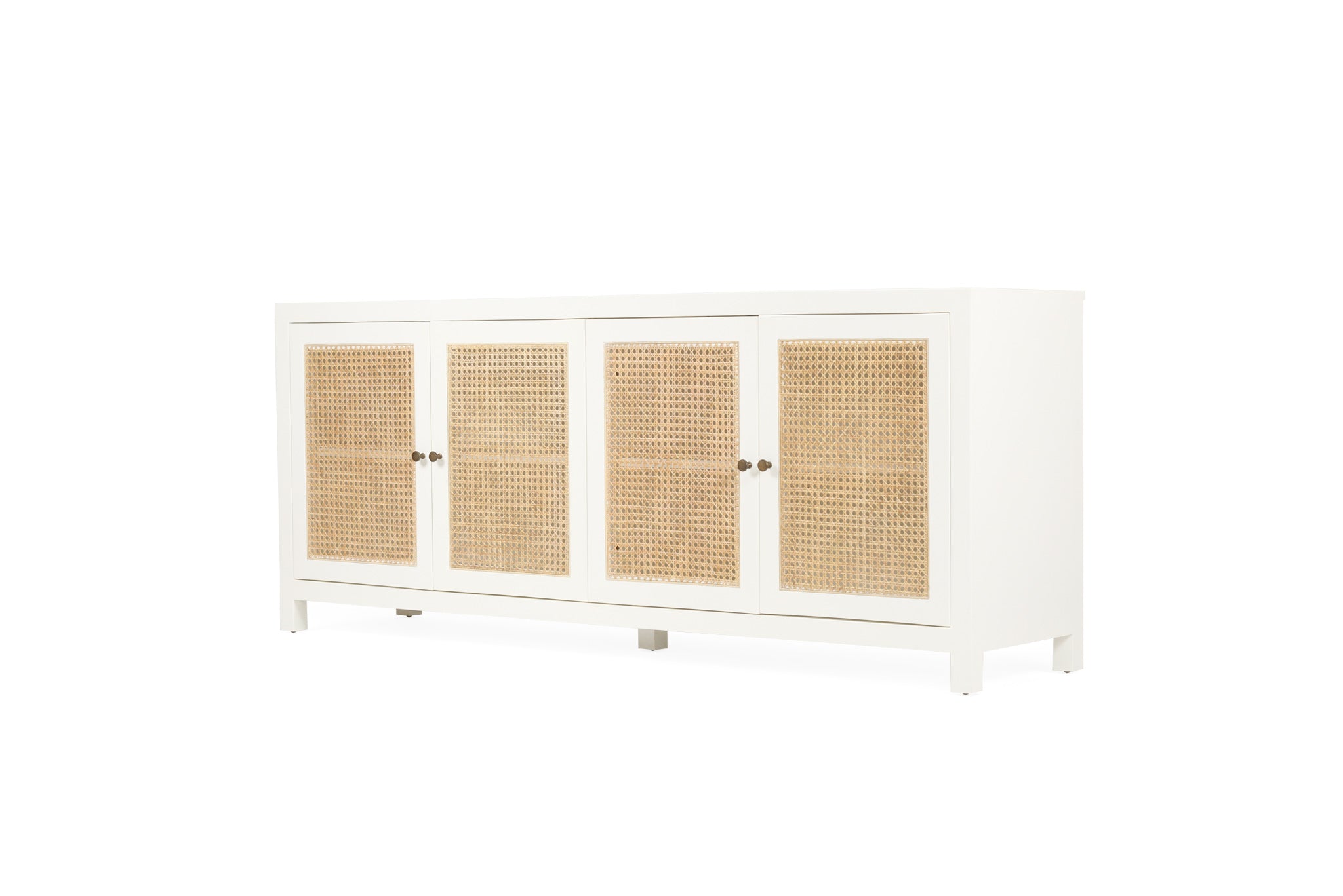 Charles Teak & Rattan 4 Door Sideboard – White