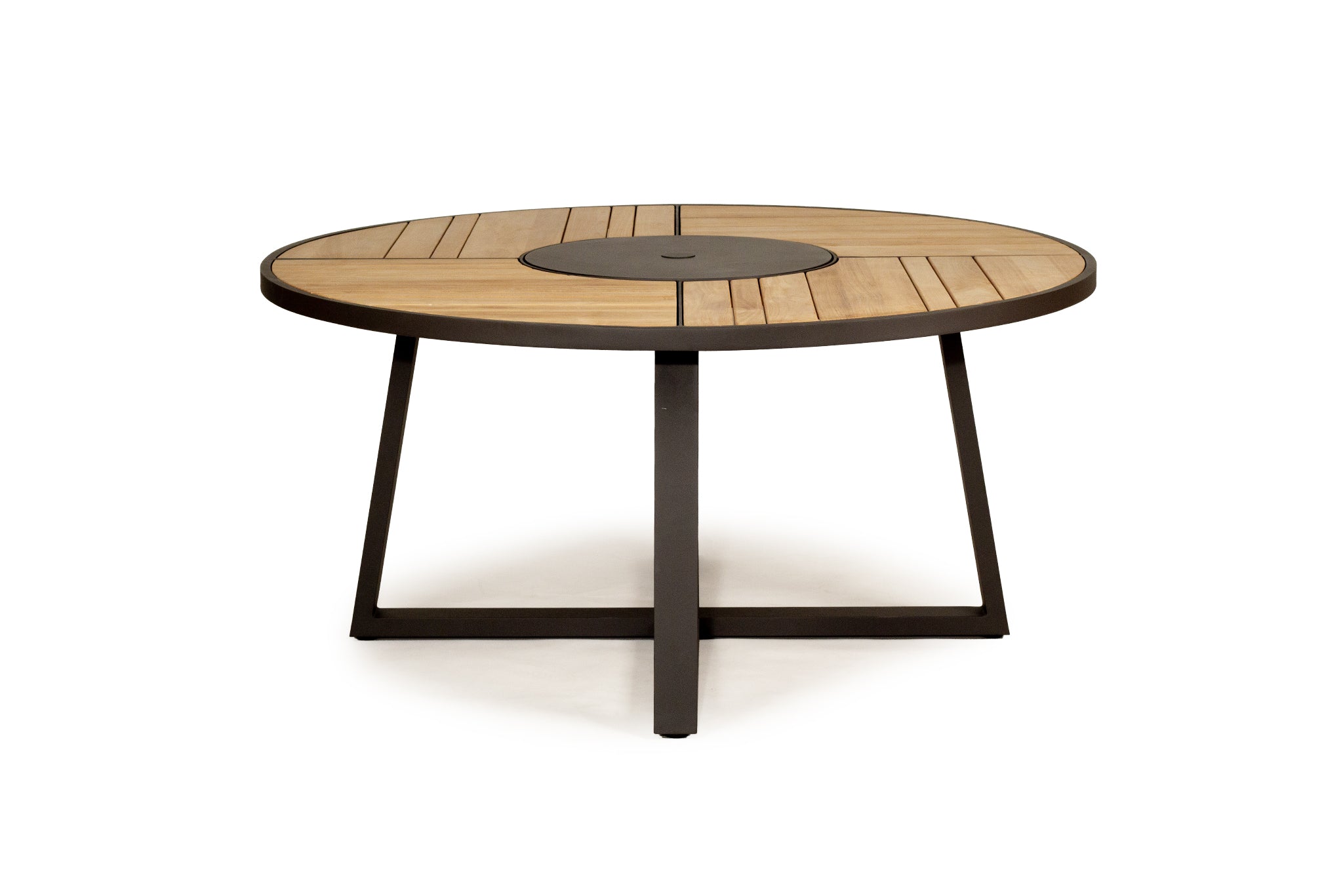 Fraser Outdoor Round Dining Table – 1.9m – Asteroid Black (Charcoal) Powder Coated Legs