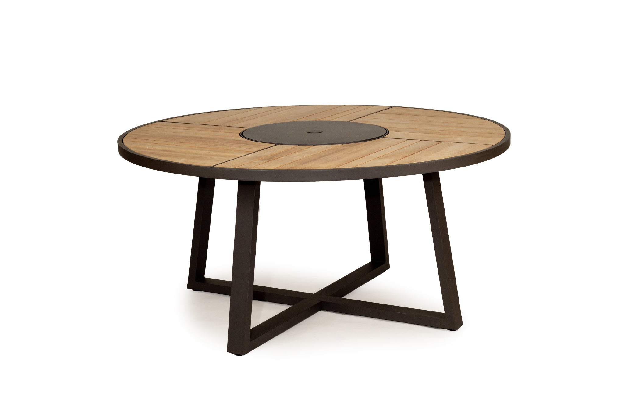 Fraser Outdoor Round Dining Table – 1.9m – Asteroid Black (Charcoal) Powder Coated Legs