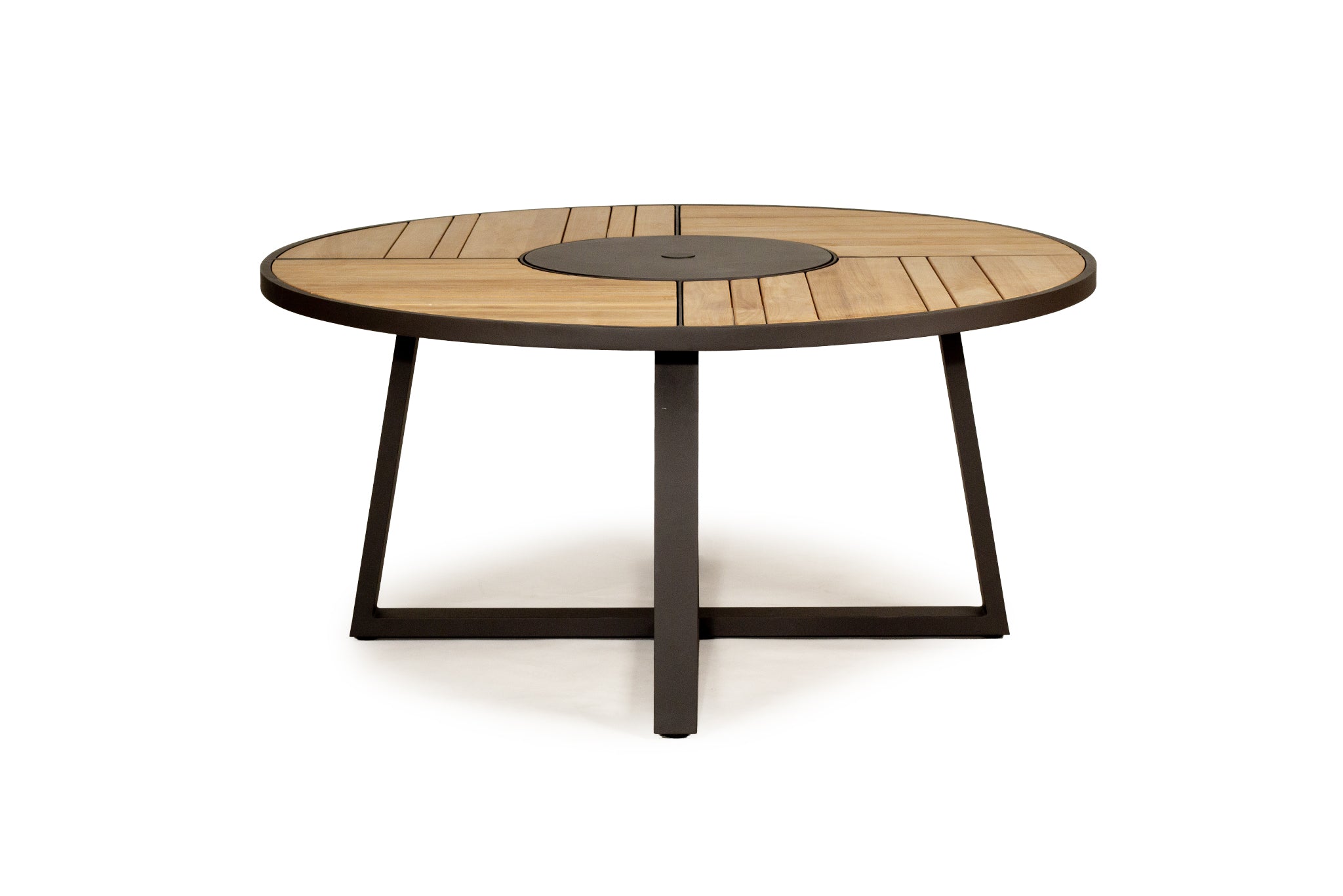 Fraser Outdoor Round Dining Table – 1.6m – Asteroid Black (Charcoal) Powder Coated Legs