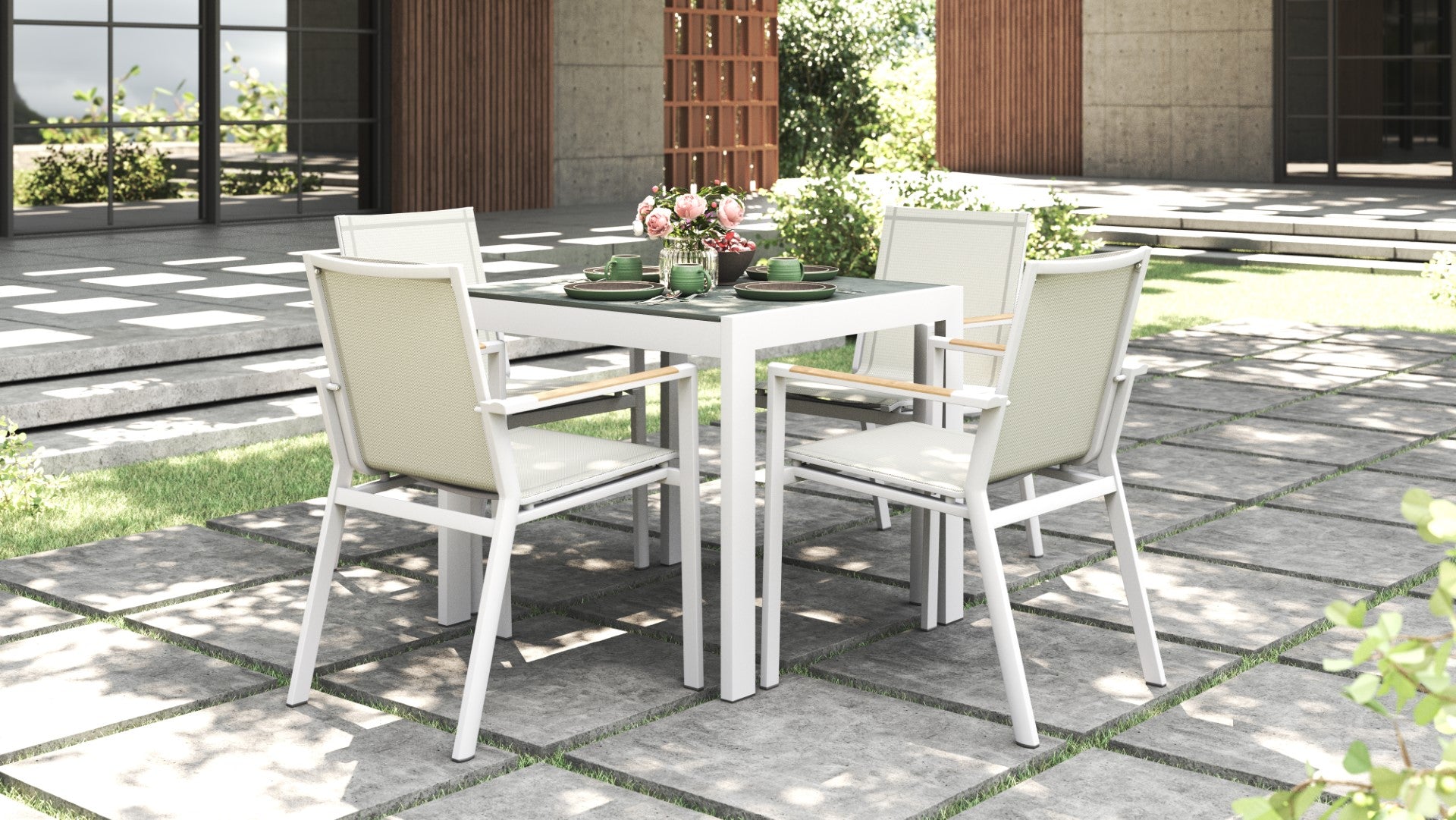 Randy Outdoor Dining Table 80cm – White