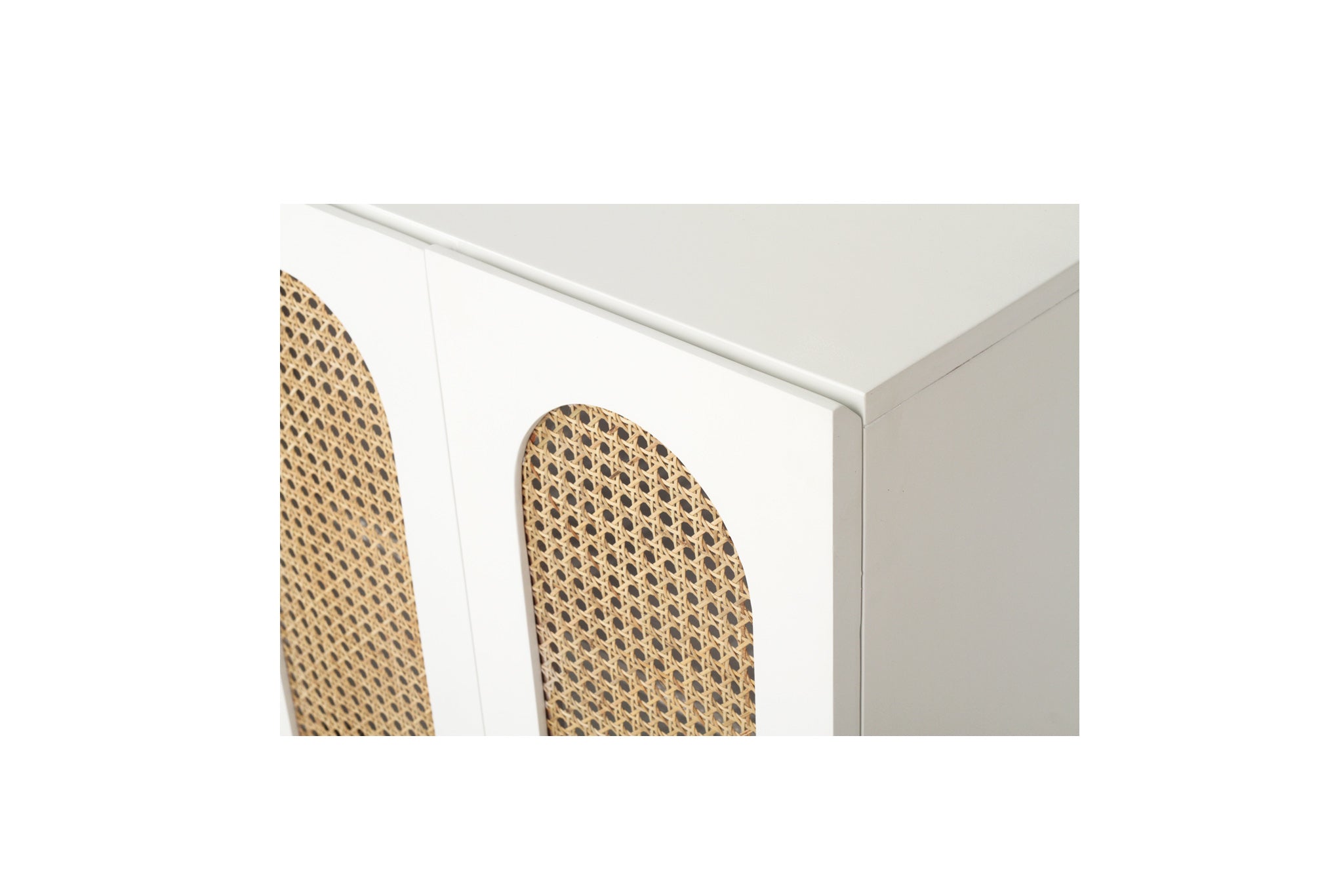 Ravenna Teak & Rattan 6 Door Sideboard – White