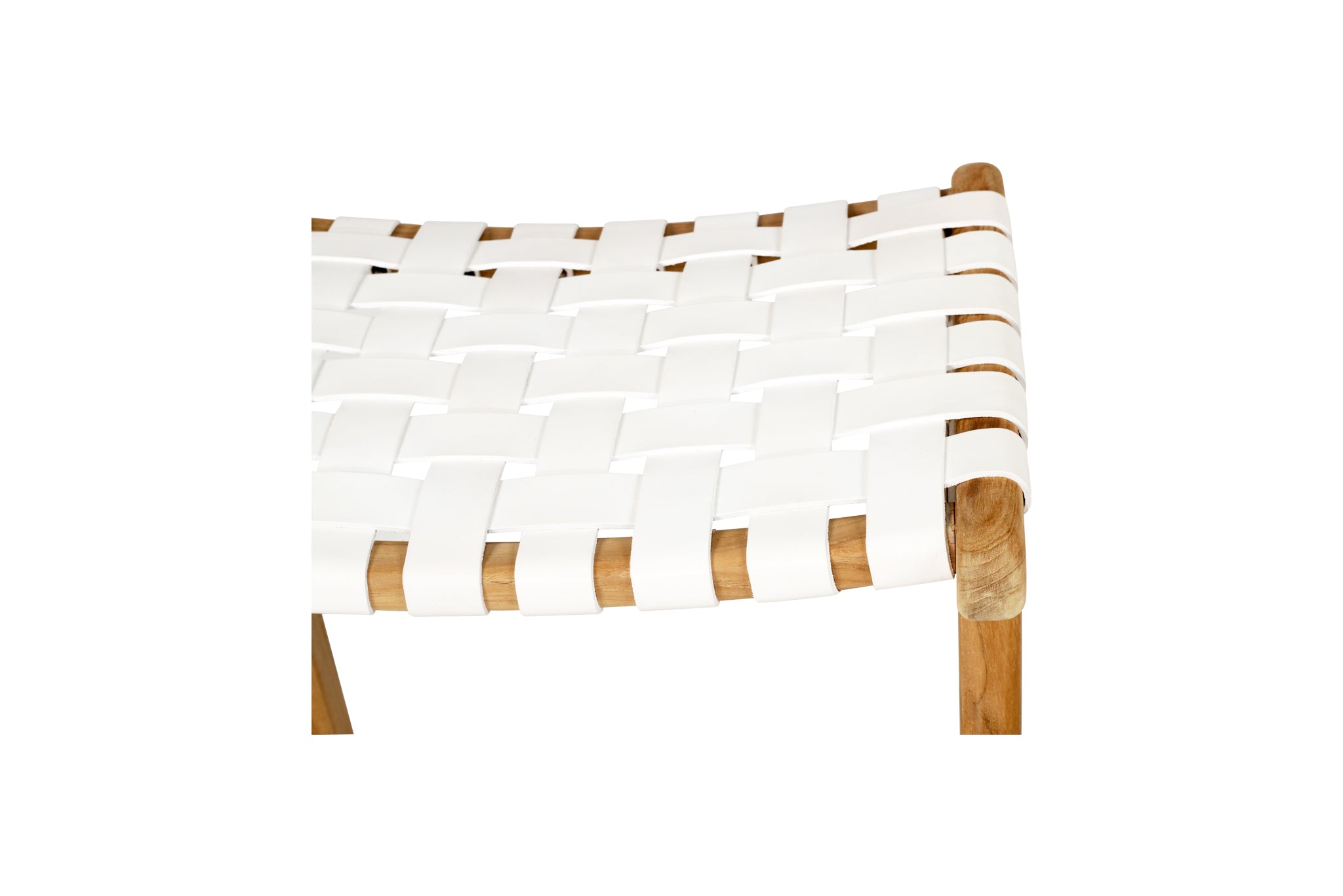 South Bank Leather Saddle Stool – White – Woven