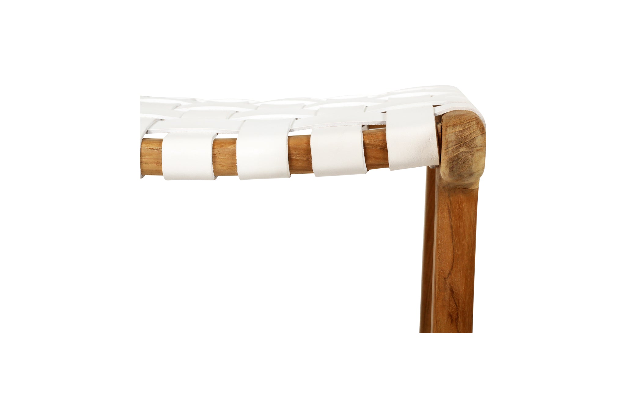 South Bank Leather Saddle Stool – White – Woven