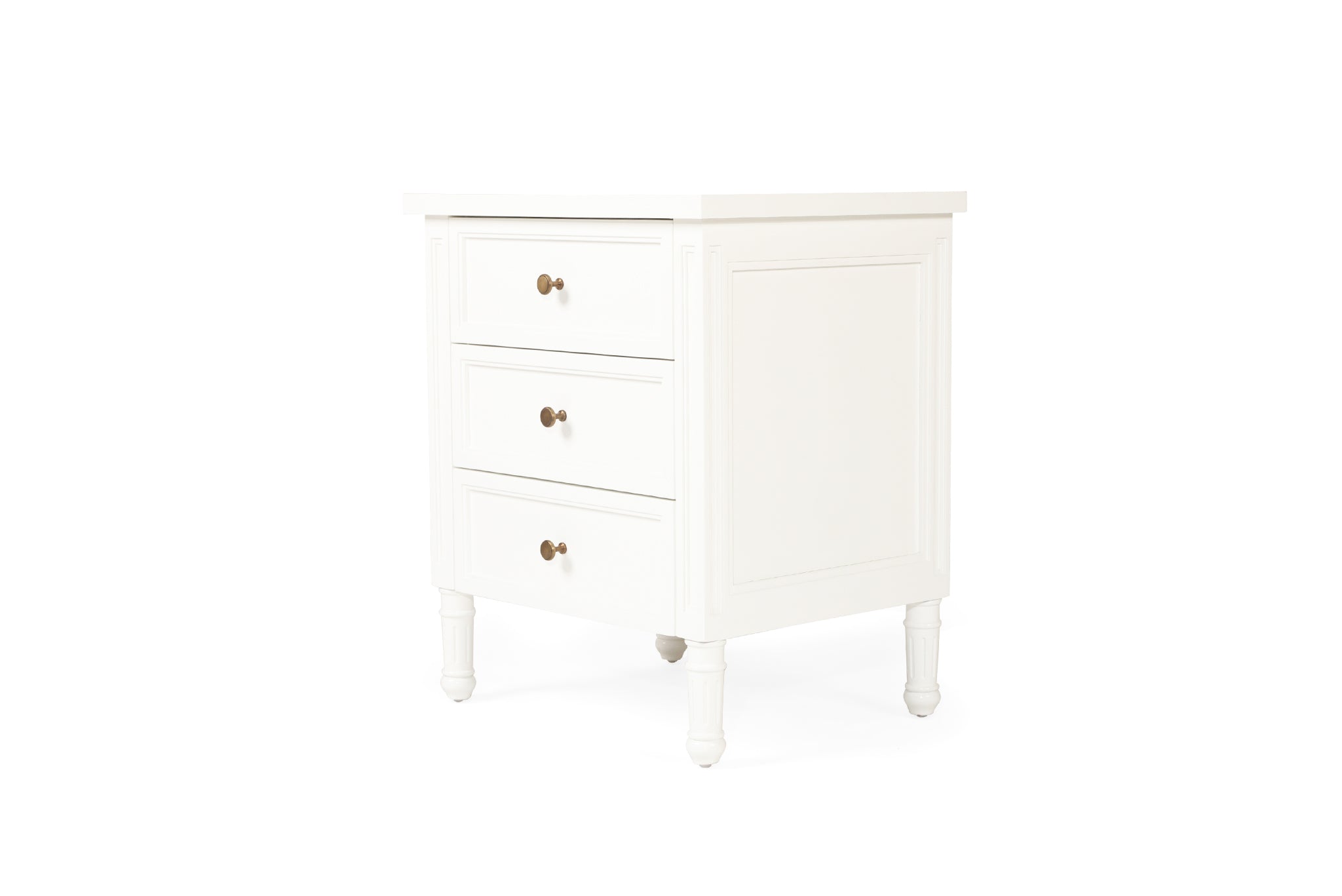 Vaucluse Mahogany Bedside Table – 3 Drawer – White