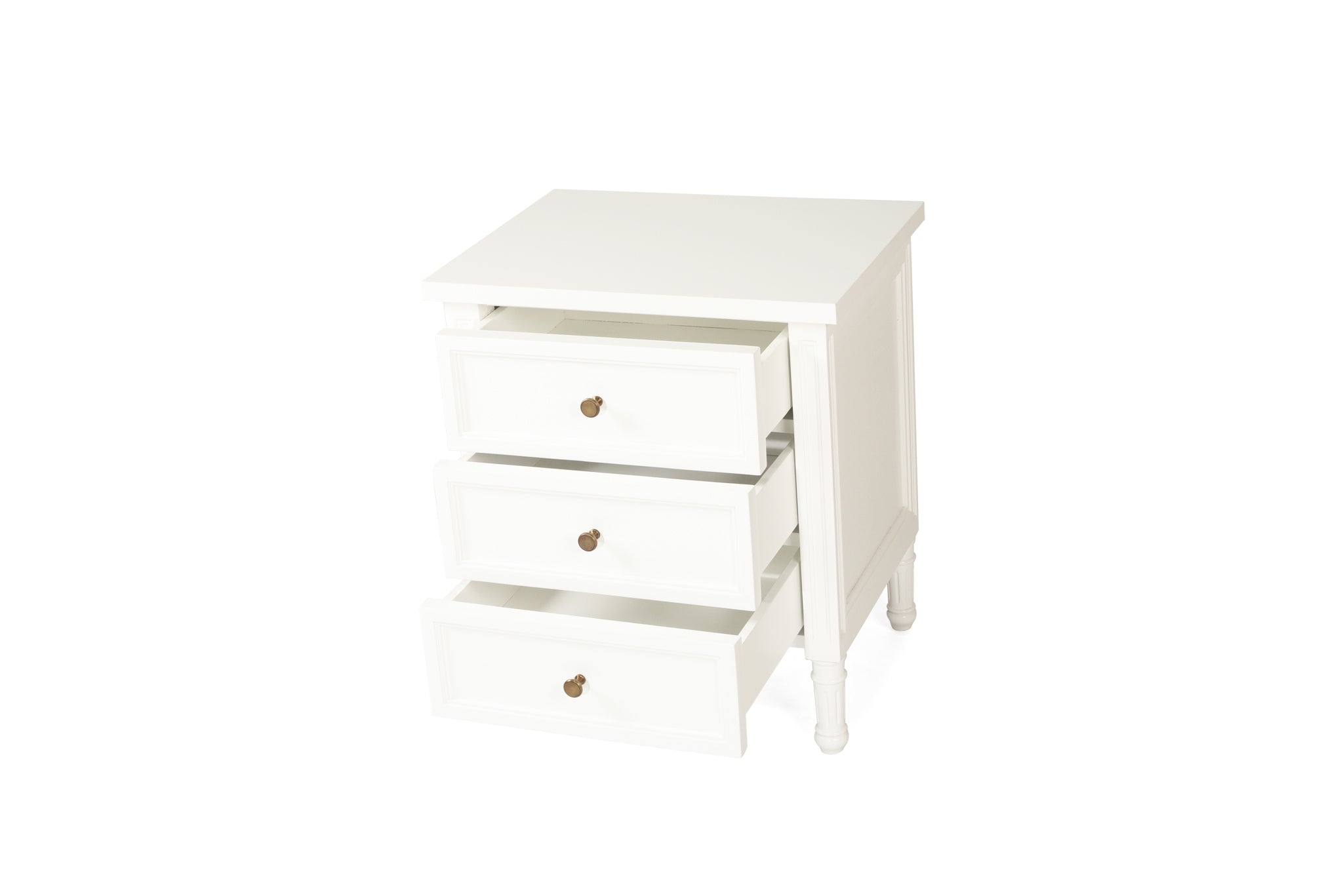 Vaucluse Mahogany Bedside Table – 3 Drawer – White