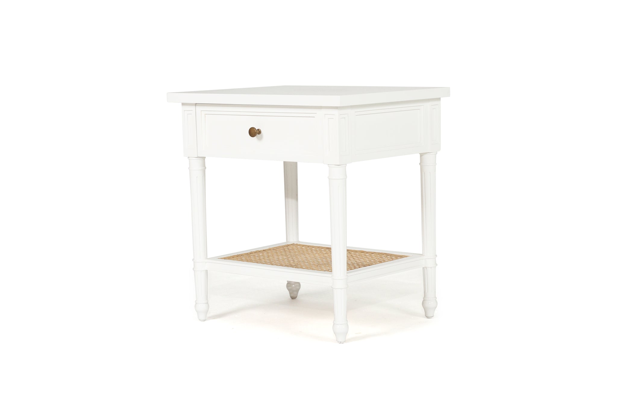 Vaucluse Mahogany & Cane Bedside Table – White