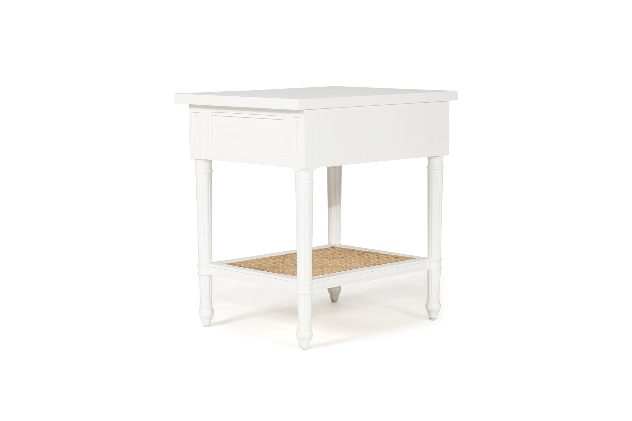 Vaucluse Mahogany & Cane Bedside Table – White
