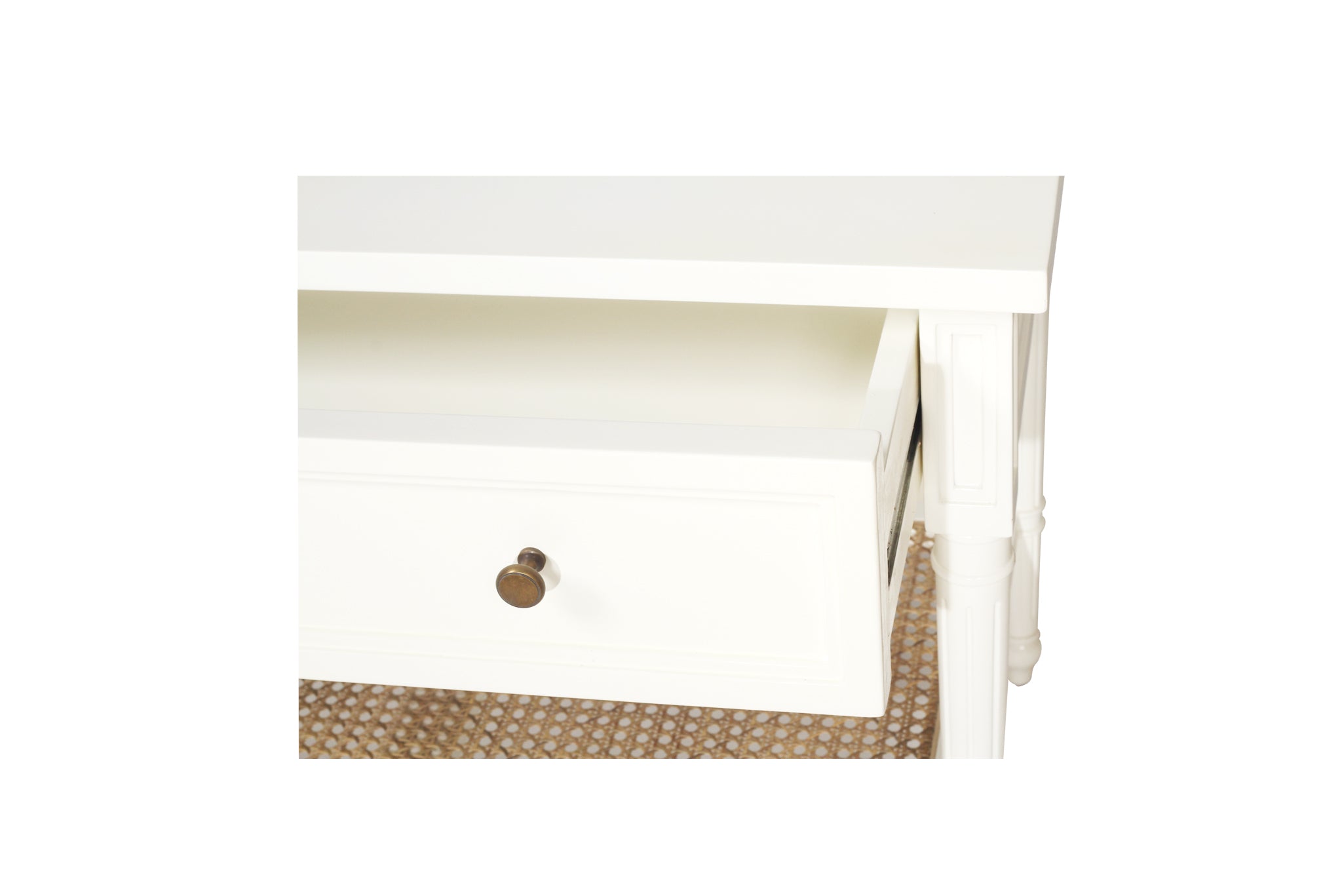 Vaucluse Mahogany & Cane Nightstand / Bedside Table – White