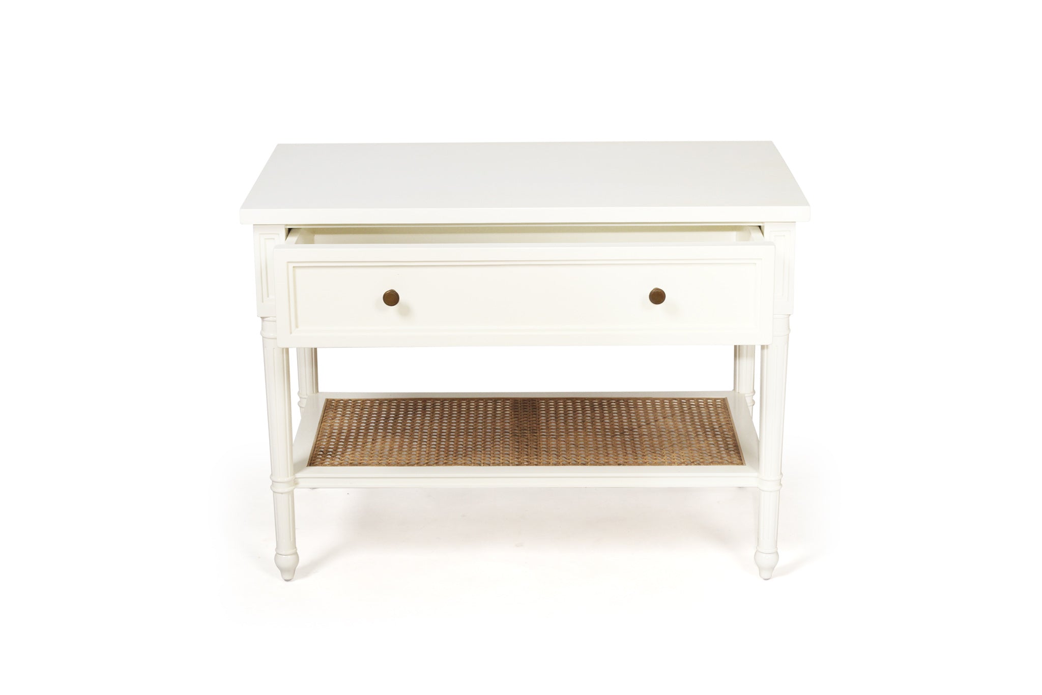 Vaucluse Mahogany & Cane Nightstand / Bedside Table – White