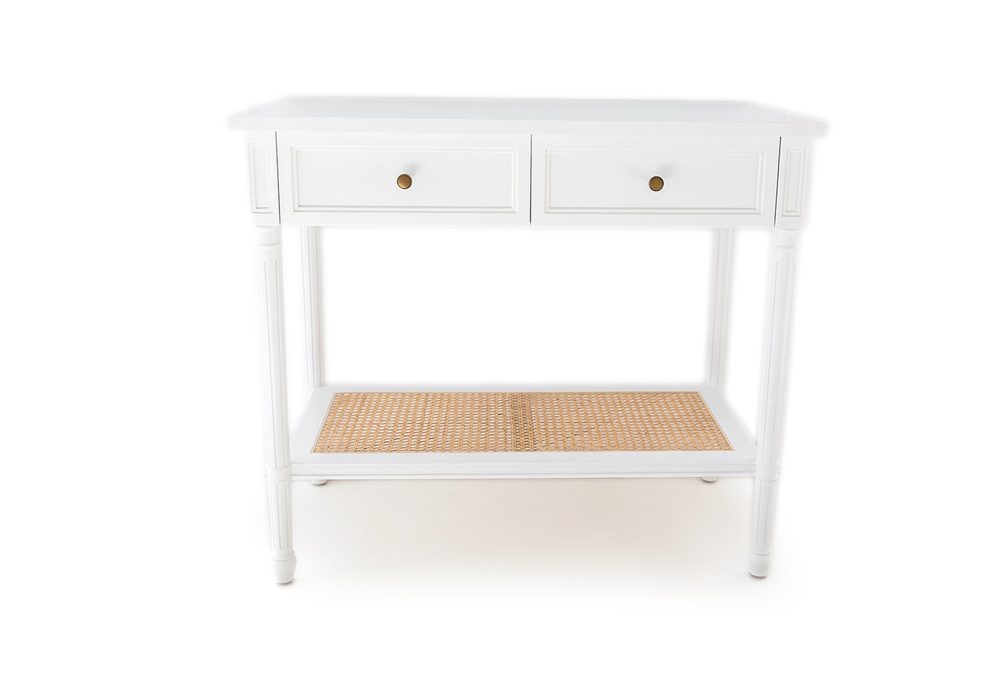Vaucluse Mahogany & Rattan Console Table – White – 100cm