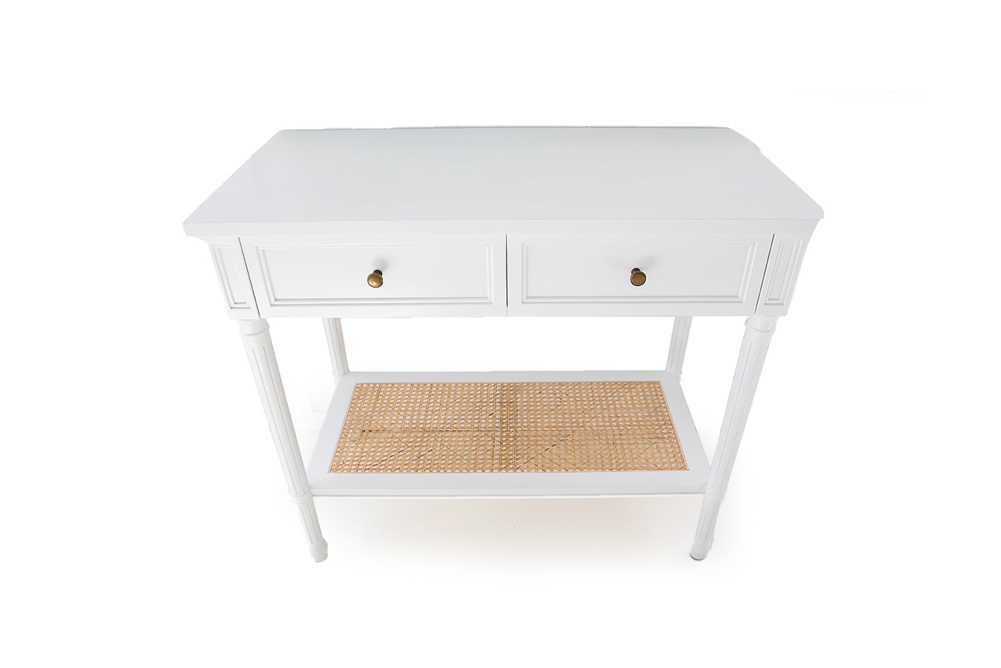 Vaucluse Mahogany & Rattan Console Table – White – 100cm