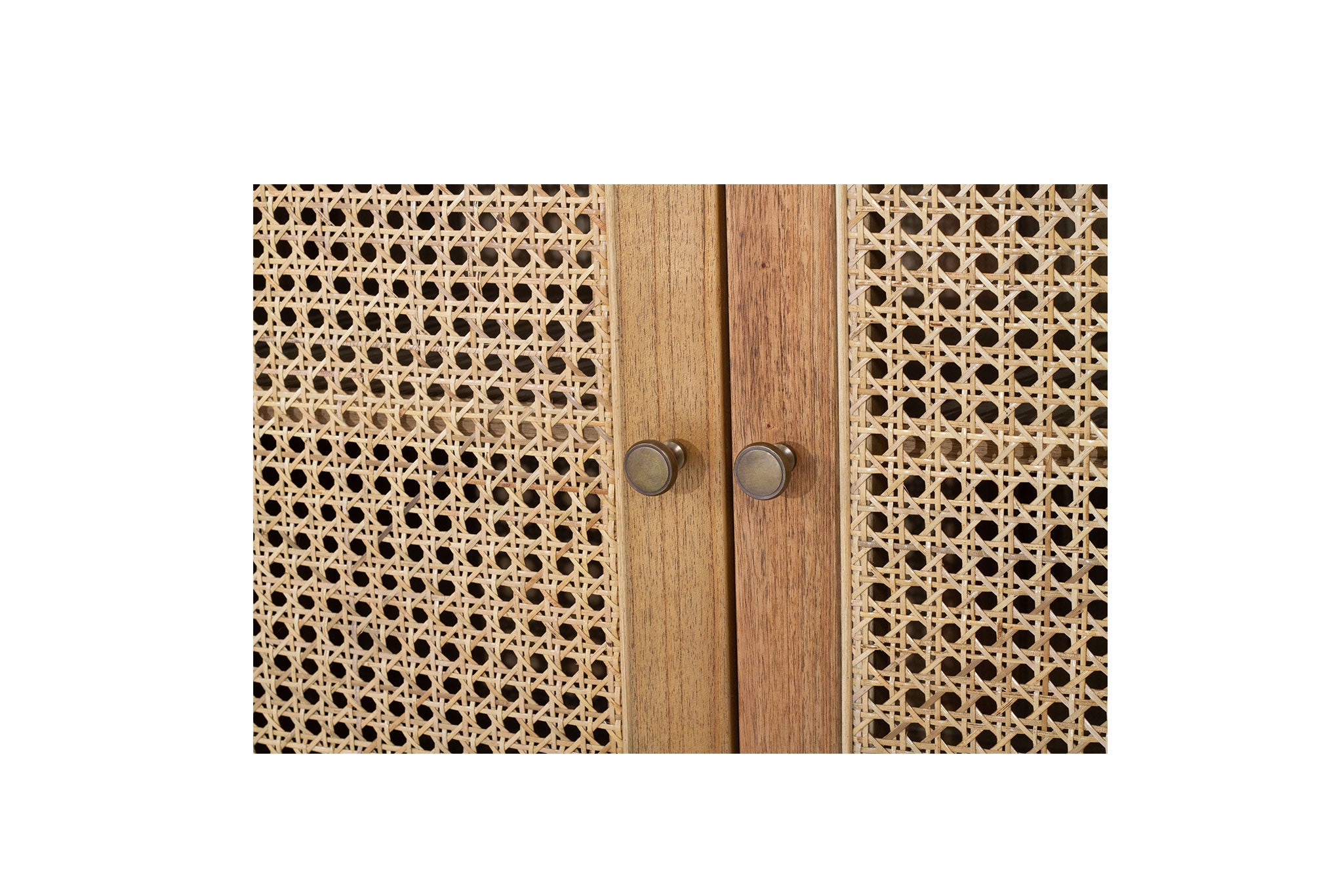 Vaucluse Mahogany & Rattan Six Door Sideboard – Weathered Oak
