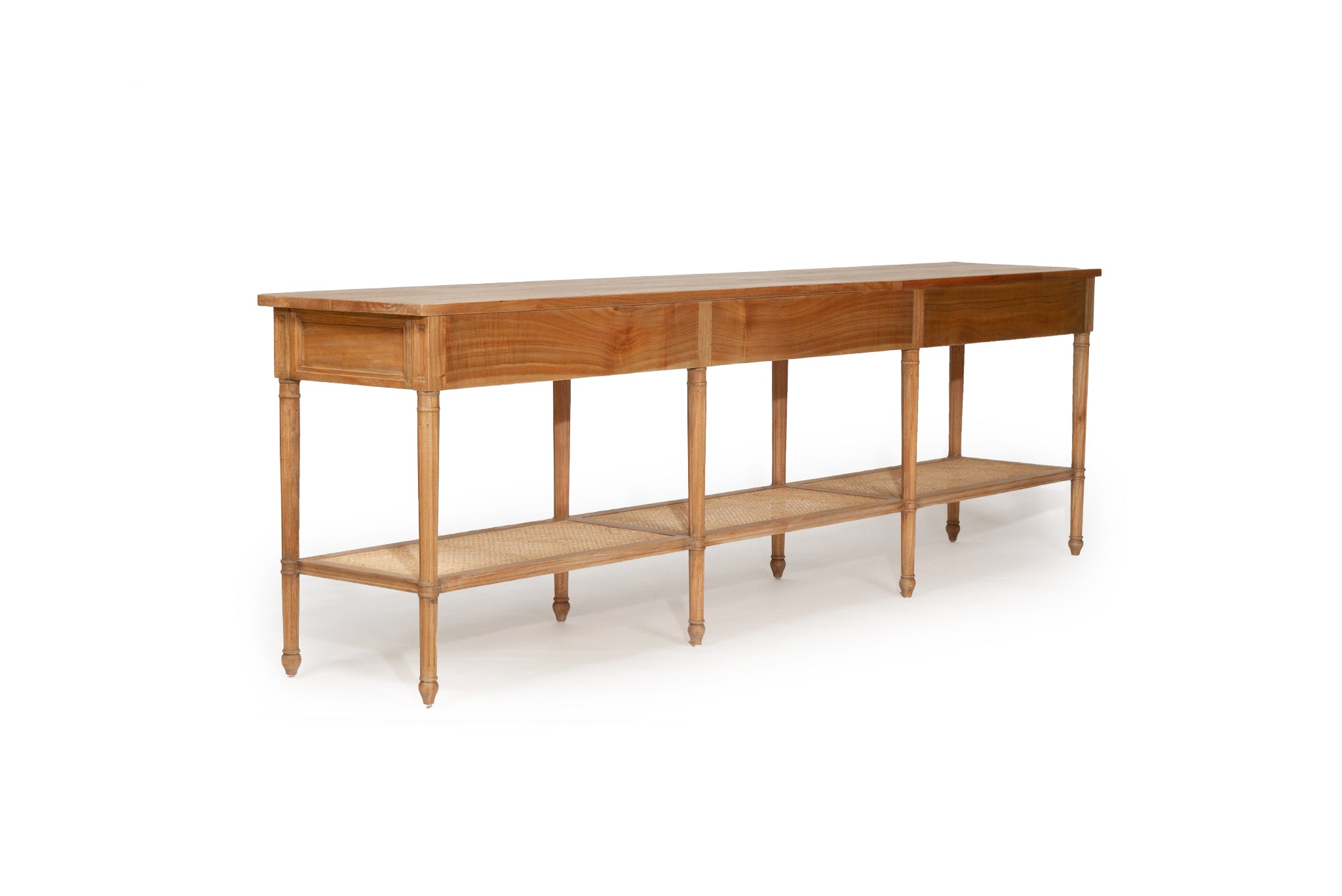 Vaucluse Mahogany & Rattan Wide Console Table – Weathered Oak – 280cm