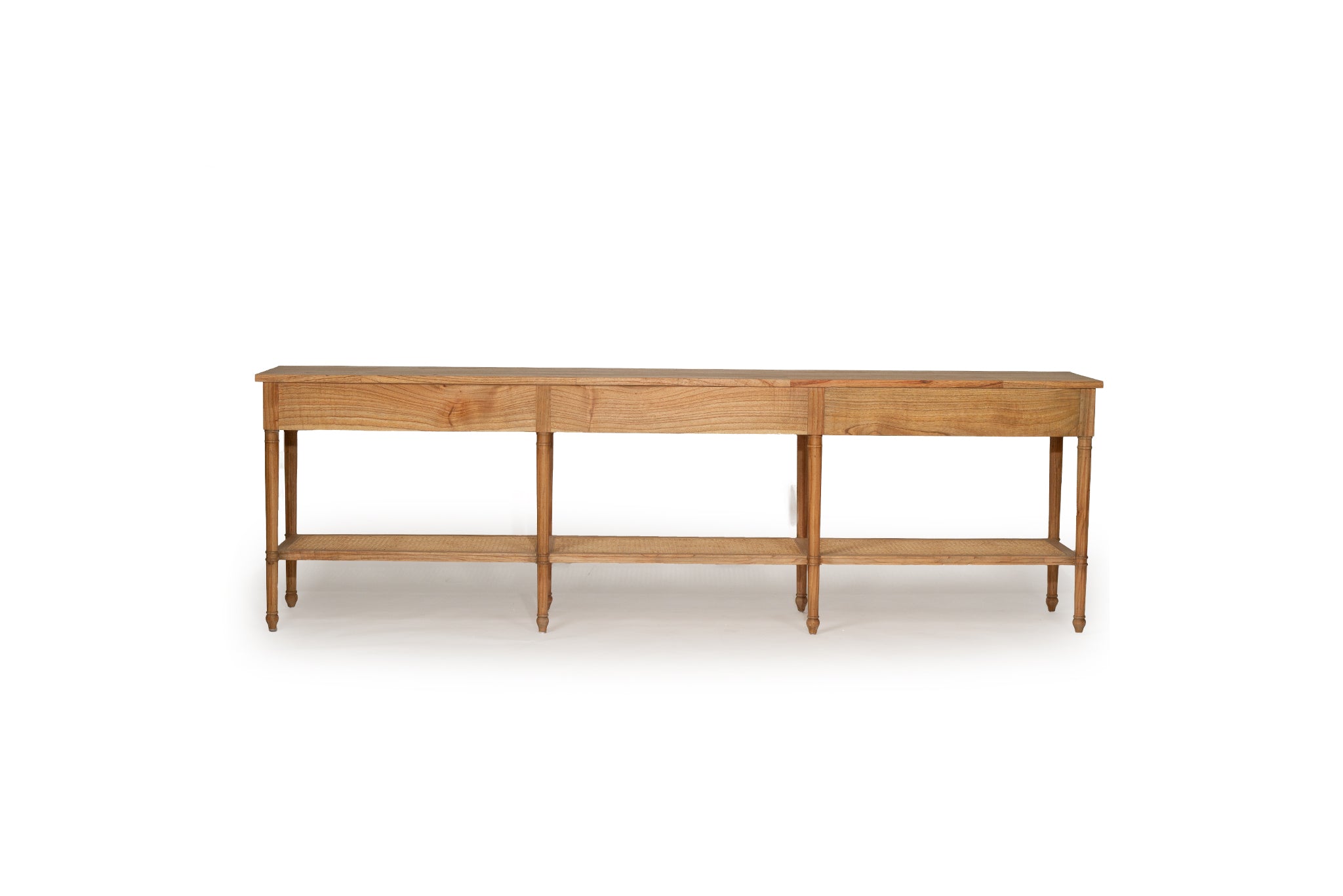 Vaucluse Mahogany & Rattan Wide Console Table – Weathered Oak – 280cm