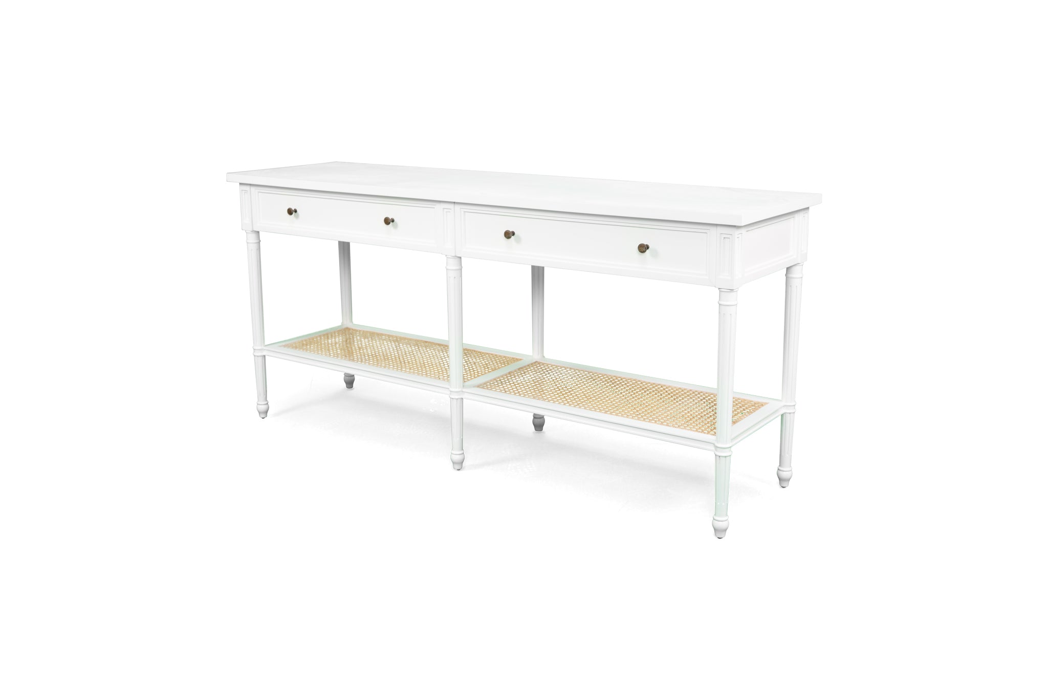 Vaucluse Mahogany & Rattan Wide Console Table – White – 185cm