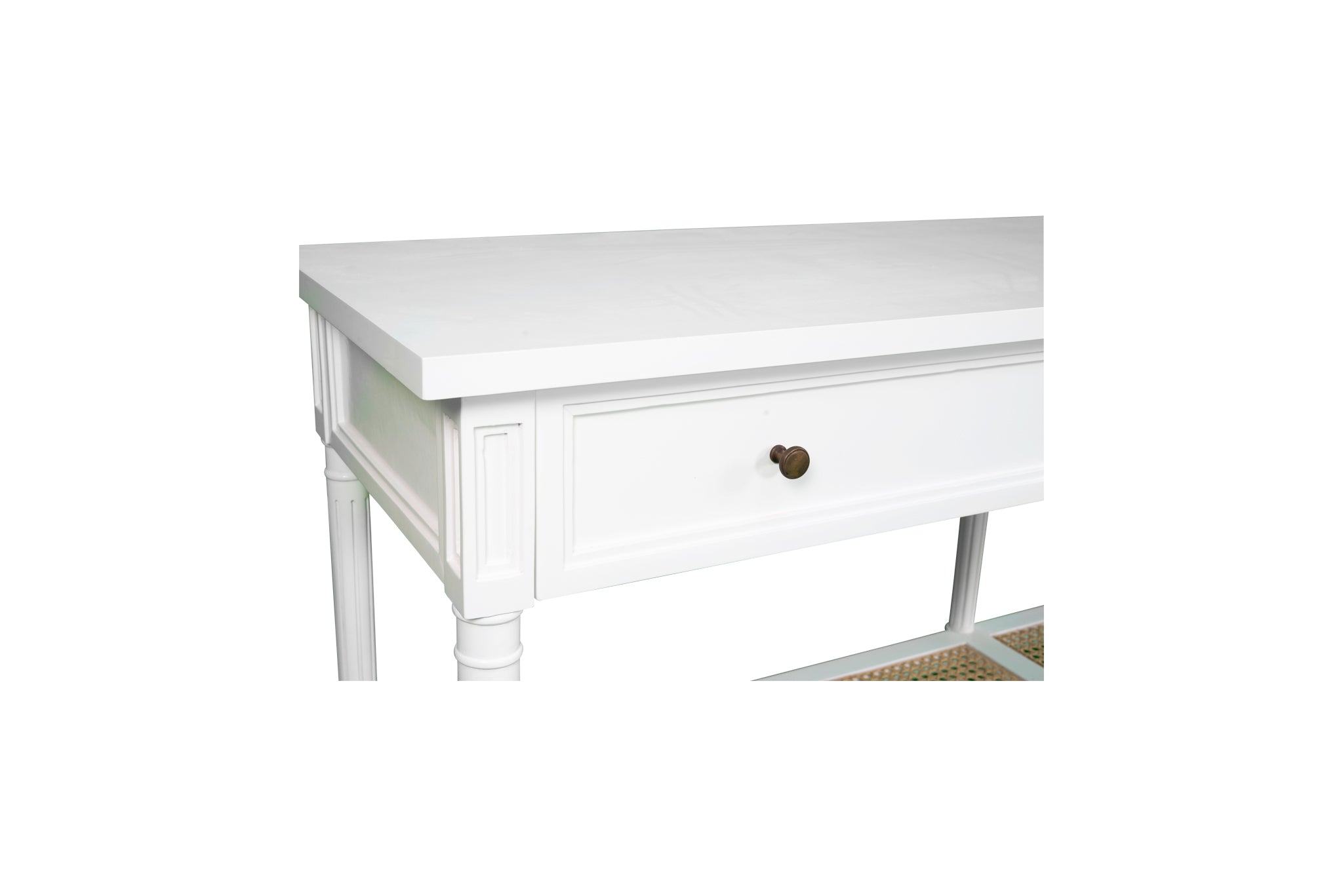 Vaucluse Mahogany & Rattan Wide Console Table – White – 185cm