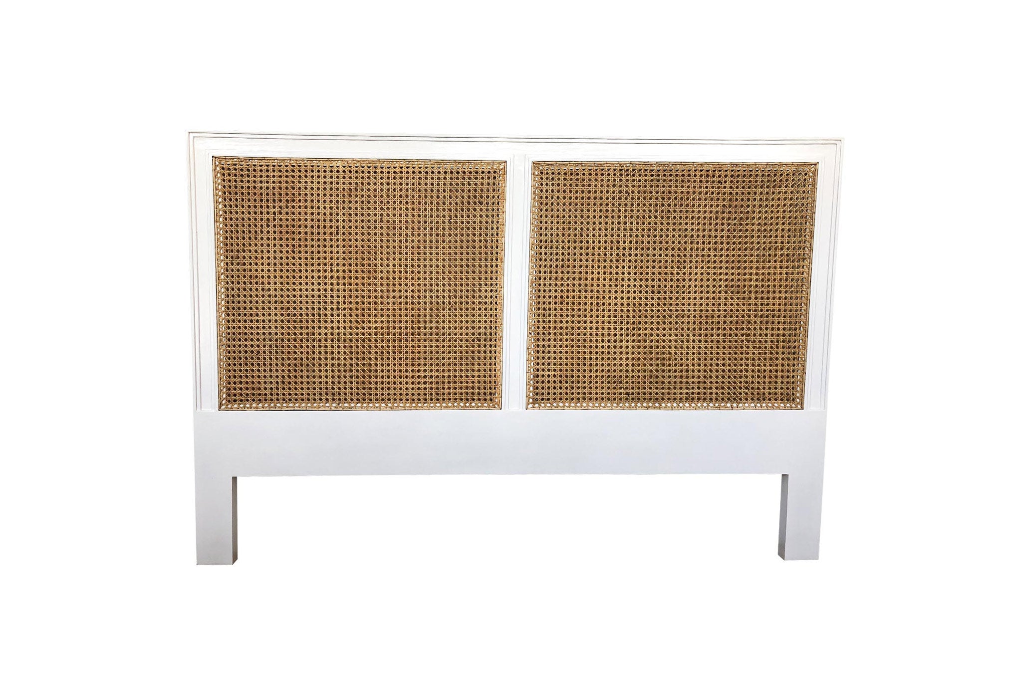 Vaucluse Rattan & Mahogany Bedhead – Queen Size – White