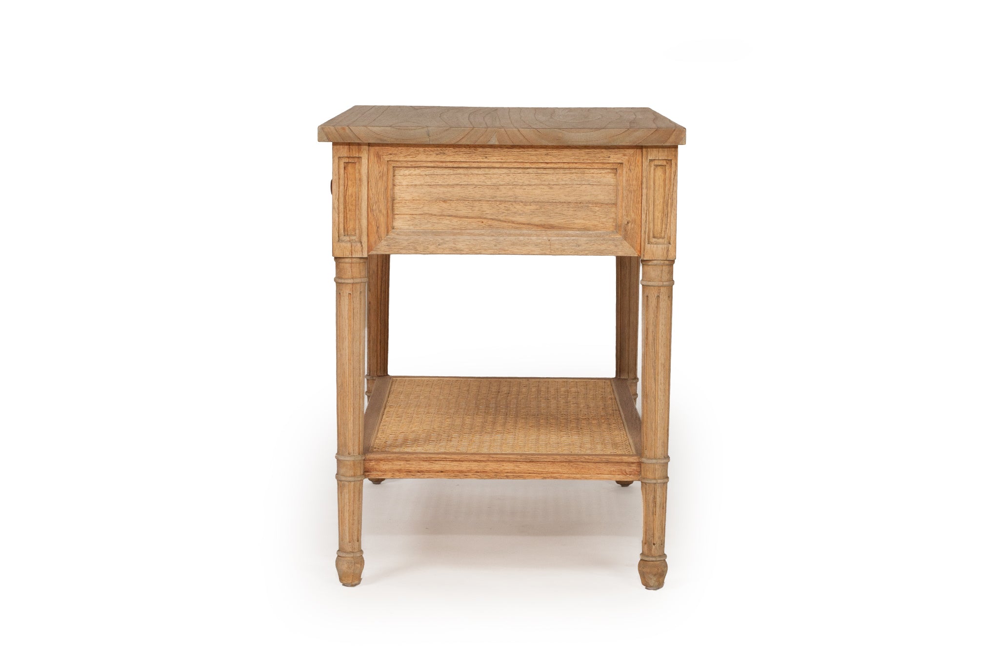 Vaucluse White Cedar & Cane Nightstand / Bedside Table 91cm – Weathered Oak