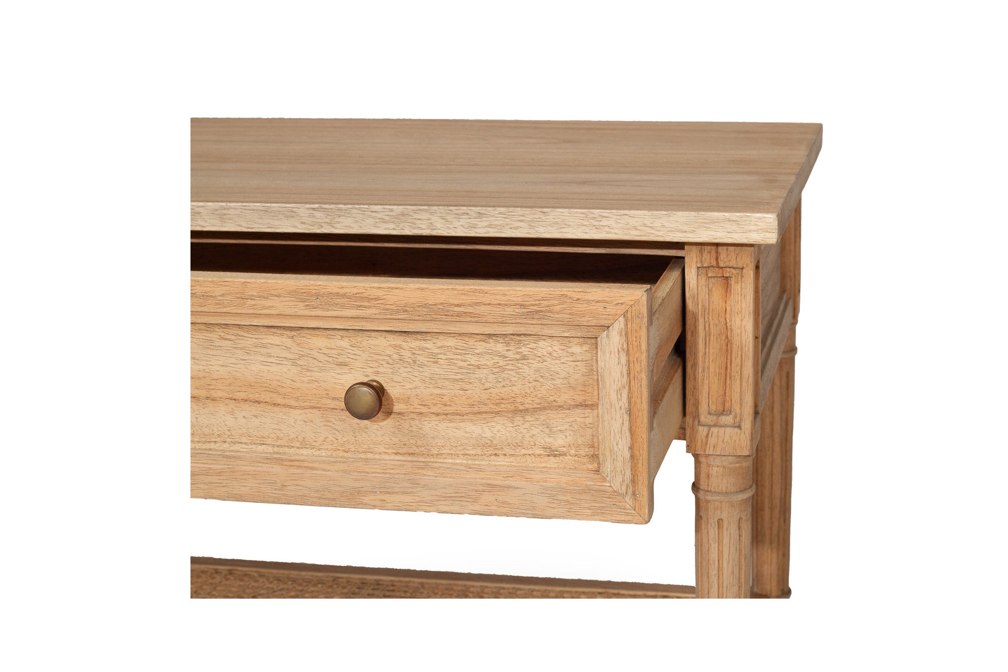 Vaucluse White Cedar & Cane Nightstand / Bedside Table 91cm – Weathered Oak
