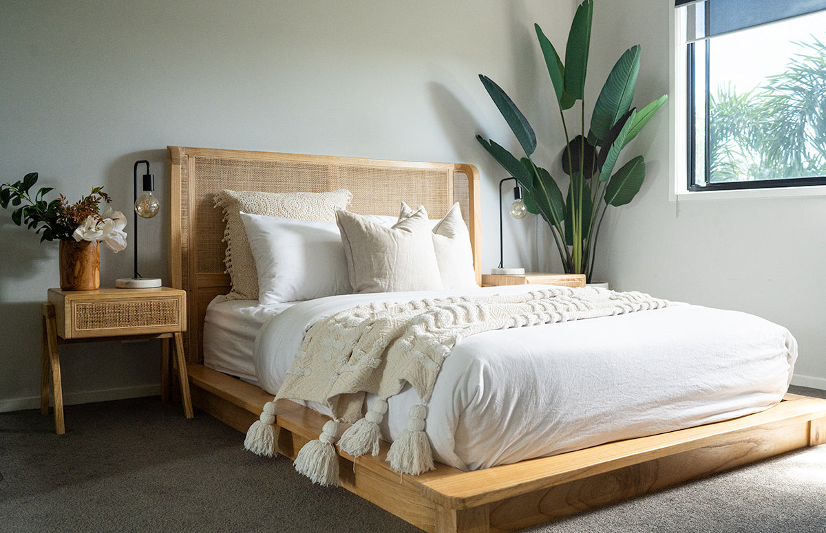 Yasawa White Cedar & Rattan Bed – King Size