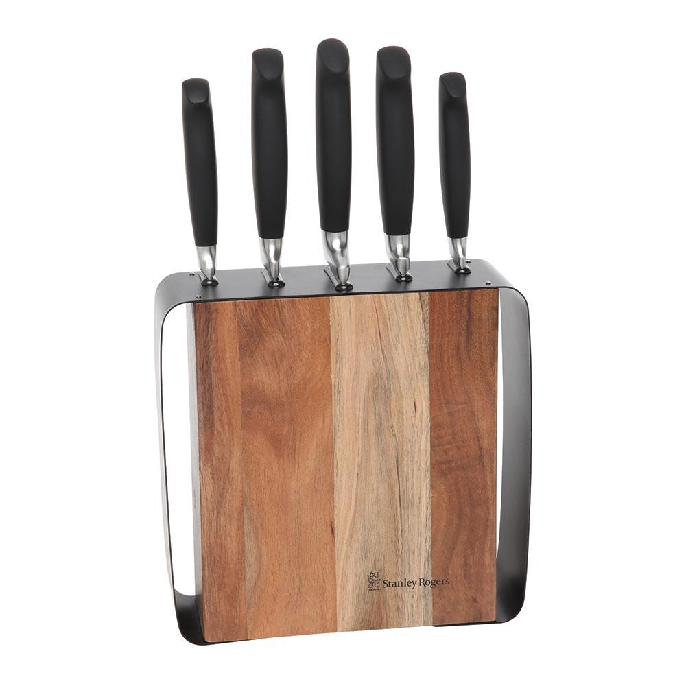Stanley Rogers Framed Acacia 6 Piece Knife Block