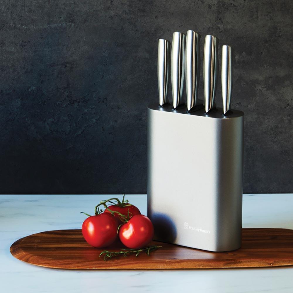 Stanley Rogers Oval Metallic Pewter 6 Piece Knife Block