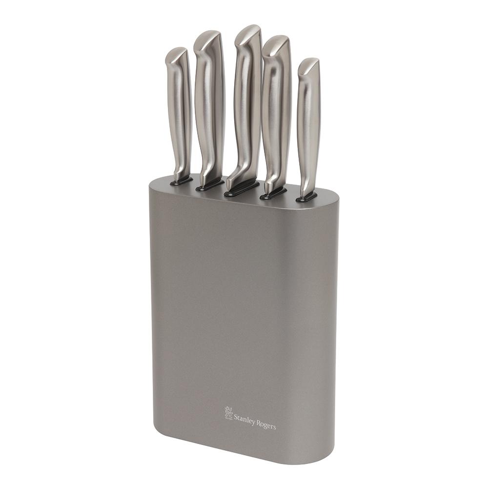 Stanley Rogers Oval Metallic Pewter 6 Piece Knife Block