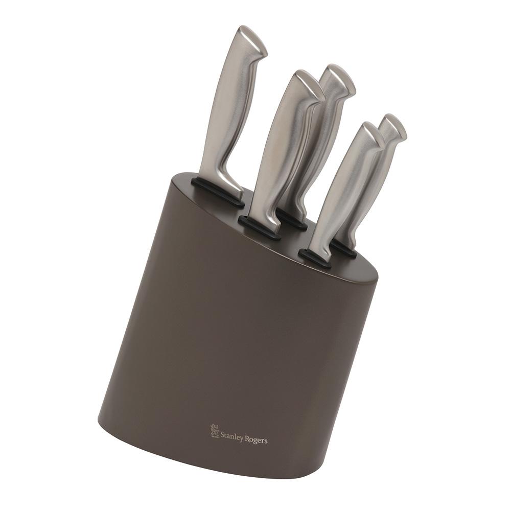 Stanley Rogers Modern Steel Metallic Mocha 6 Piece Knife Block