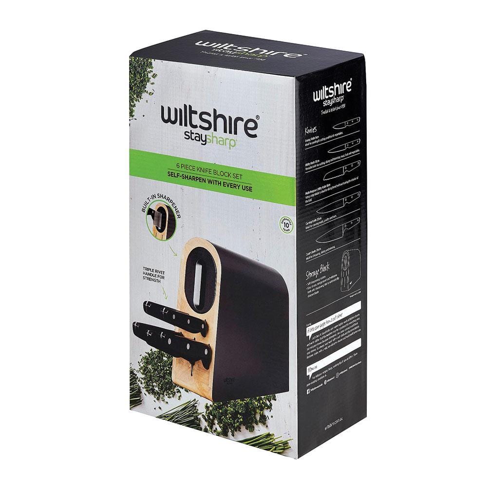 Wiltshire Staysharp Triple Rivet Knife Block Set 6 Piece w/ Sharpener