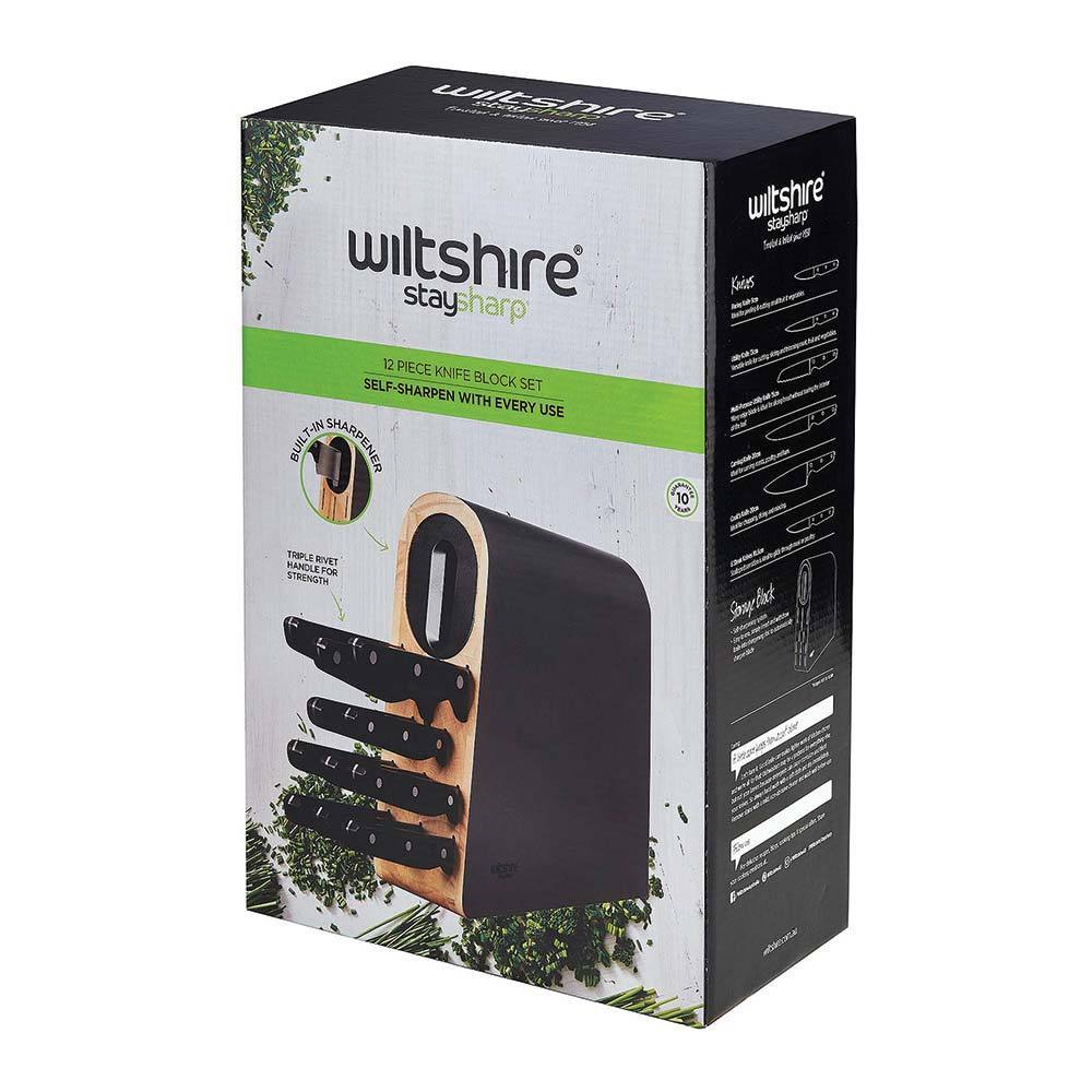 Wiltshire Staysharp Triple Rivet Knife Block Set 12 Piece w/ Sharpener