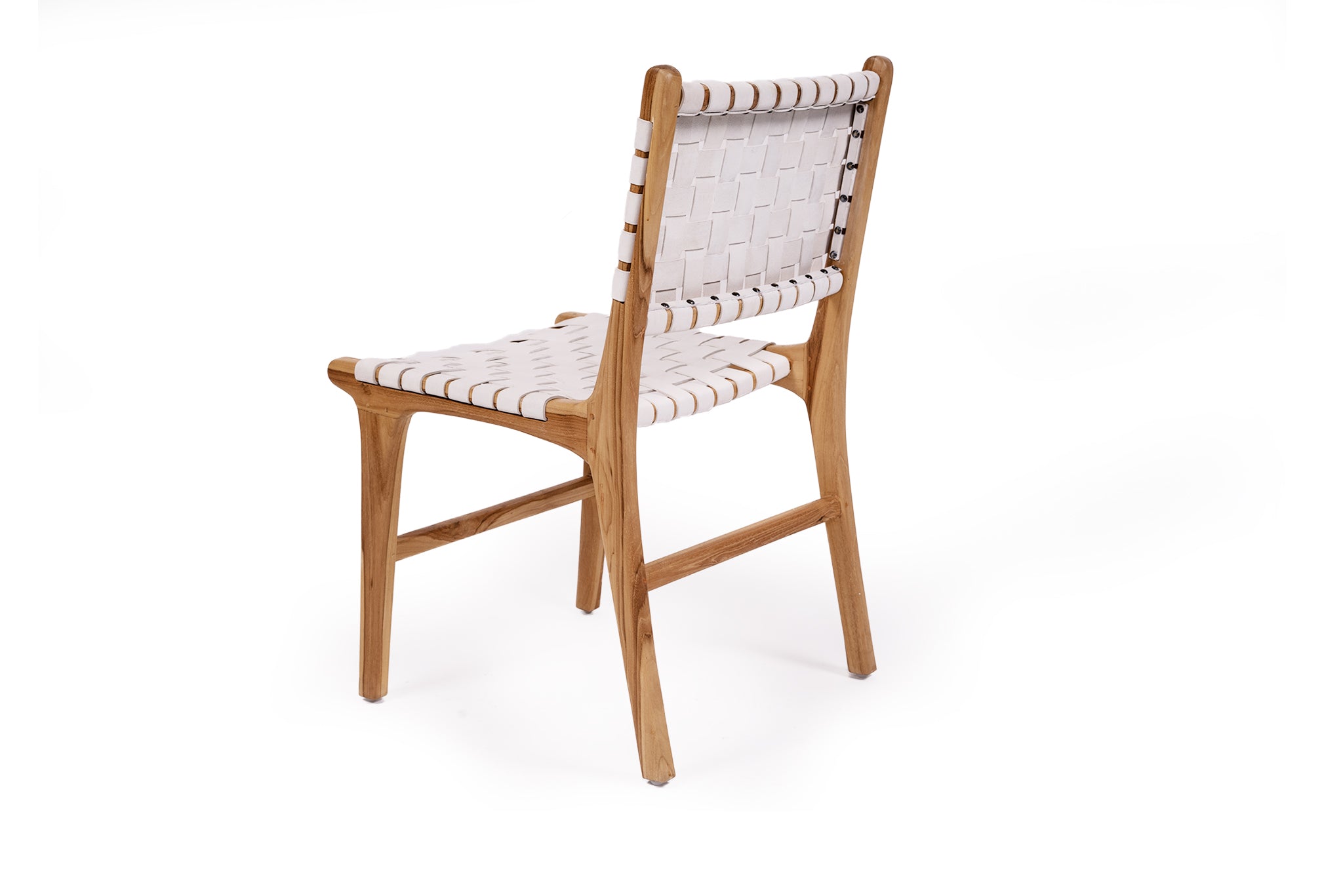 South Bank Woven Leather Side Chair – White