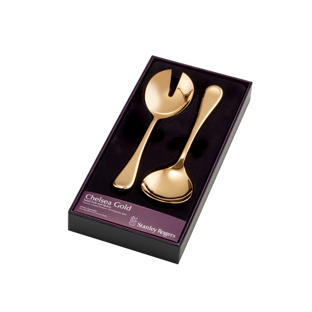 Stanley Rogers Chelsea Gold Salad Fork and Spoon 2 Piece Cutlery Set