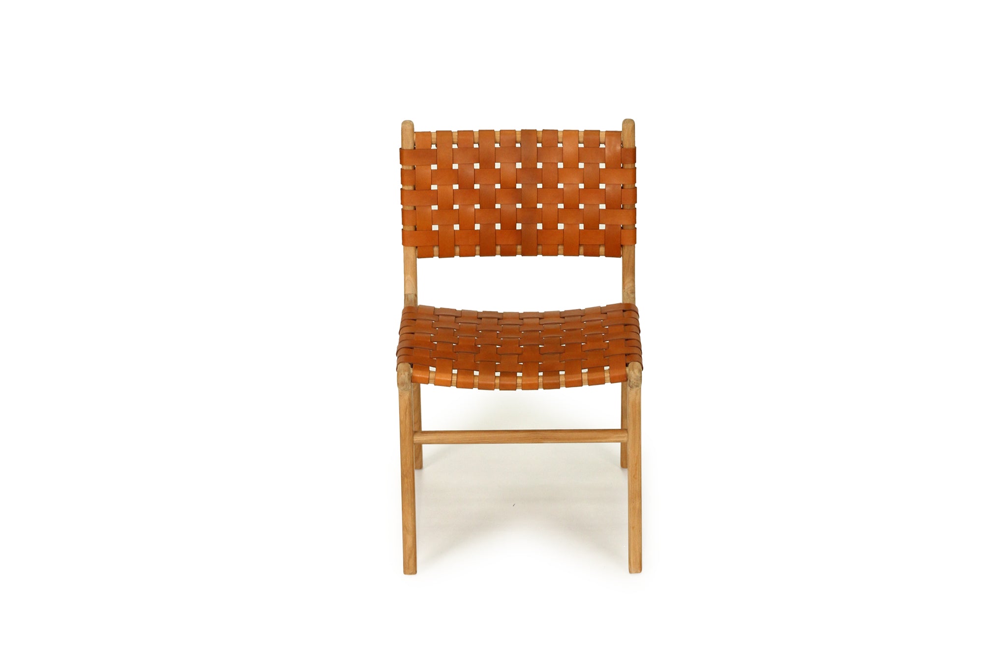 South Bank Woven Leather Side Chair – Tan