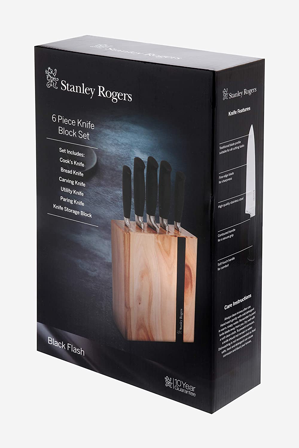 Stanley Rogers Black Flash 6 Piece Knife Block Set
