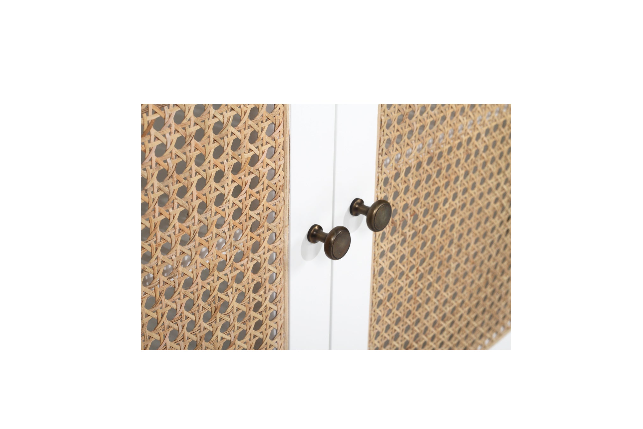 Charles Teak & Rattan 3 Door Sideboard – White