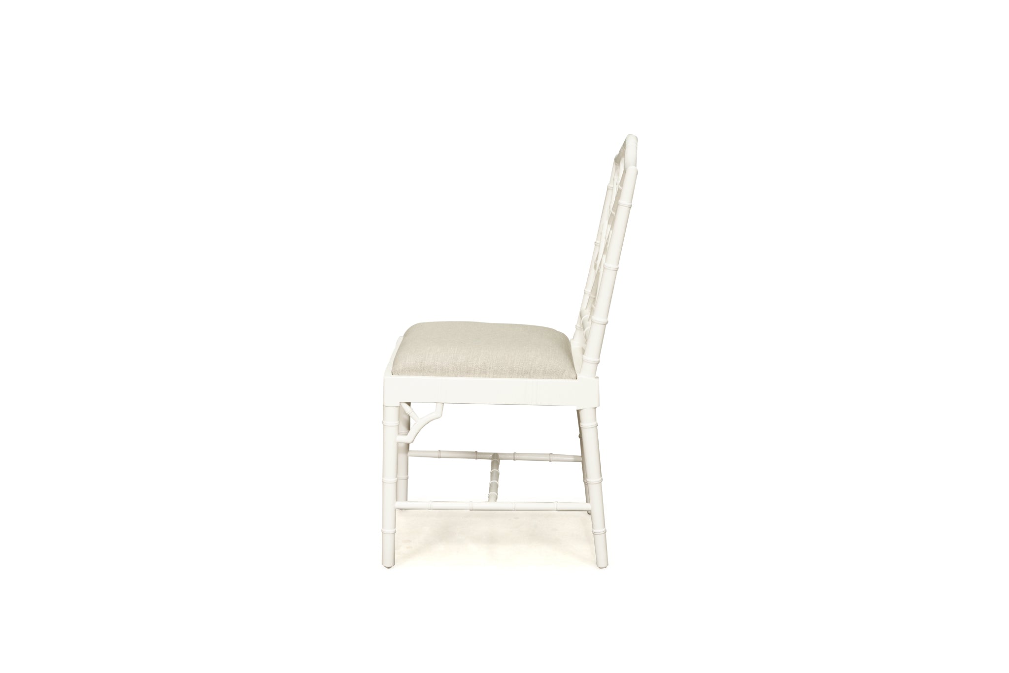 Thomas Mahogany Dining Chair – White with Linen Fabric