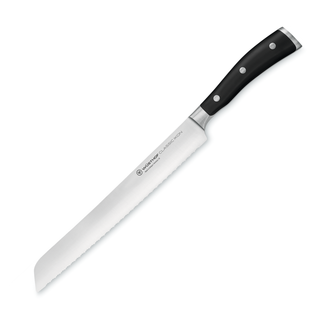 Wusthof Classic Ikon Black Double Serrated Bread Knife 23cm 1040331123