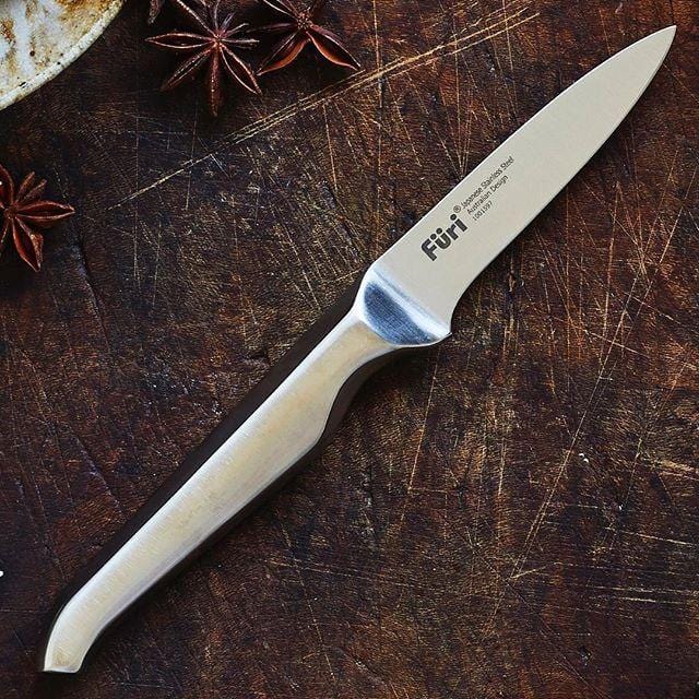 Furi Pro Wood Knife Block Set 7 Piece with Diamond Fingers Knife Sharpener