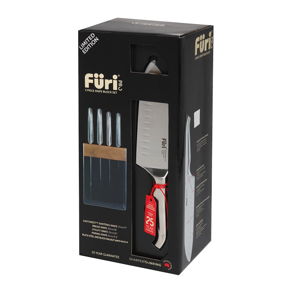 Furi Pro Limited Edition Black Knife Block Set 5 Piece