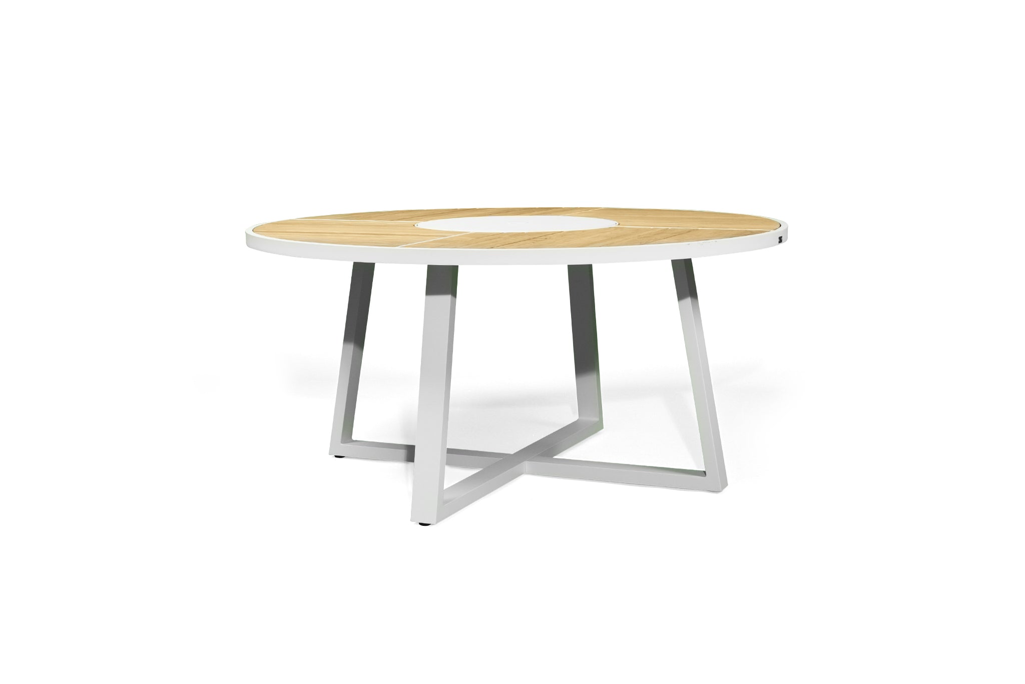 Fraser Outdoor Round Dining Table – 1.9m – White Pearl Powder Coated Legs