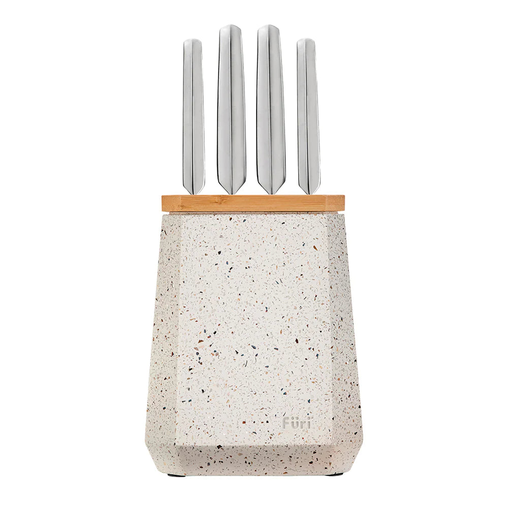 Furi Stone Knife Block Set Azure Terazzo 5 Piece