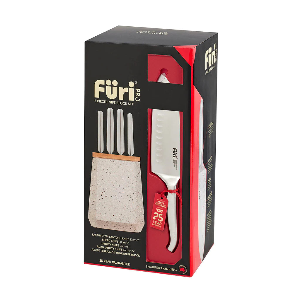 Furi Stone Knife Block Set Azure Terazzo 5 Piece