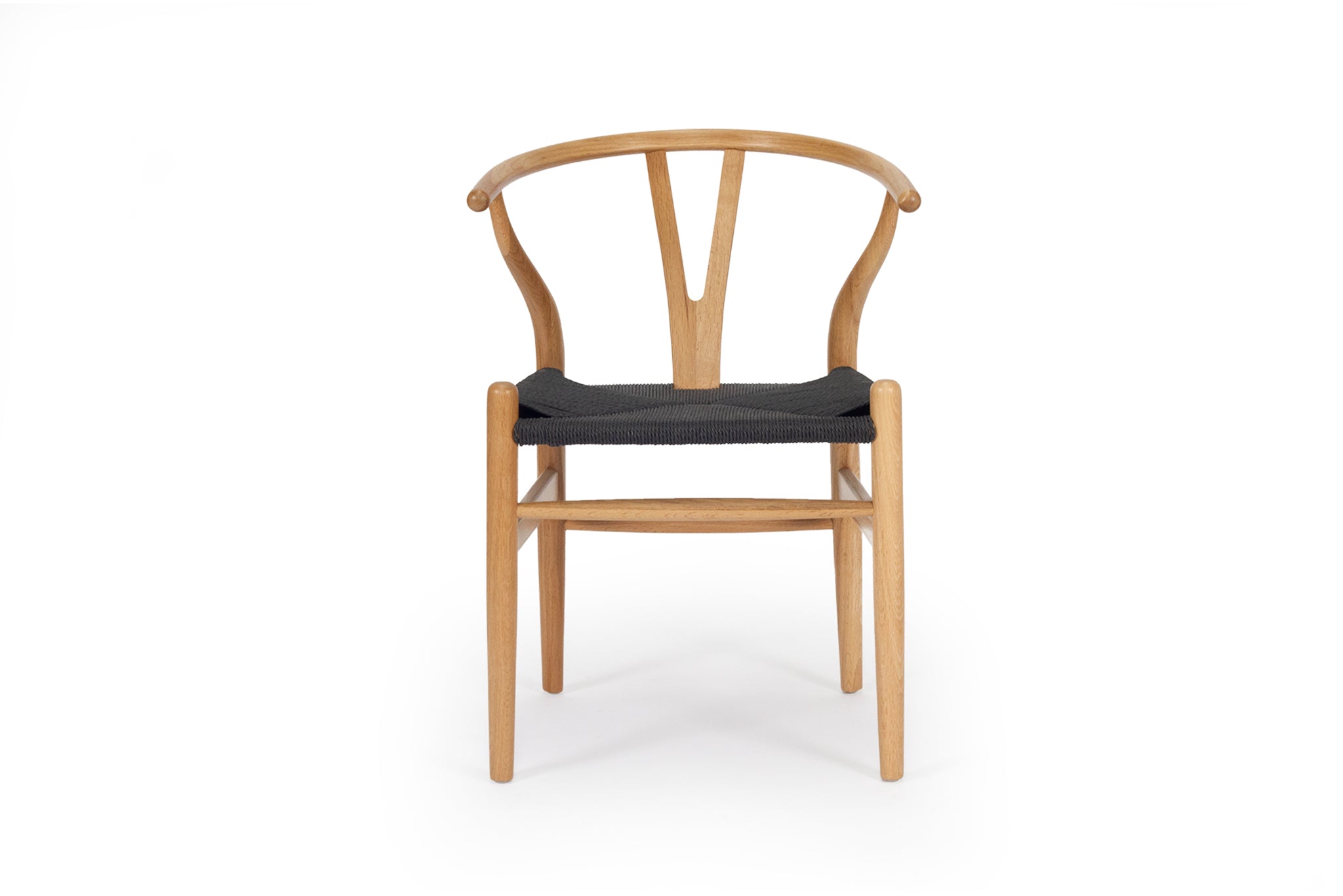 Hans Wegner Wishbone Replica Dining Chair – Natural Oak with Black Cord
