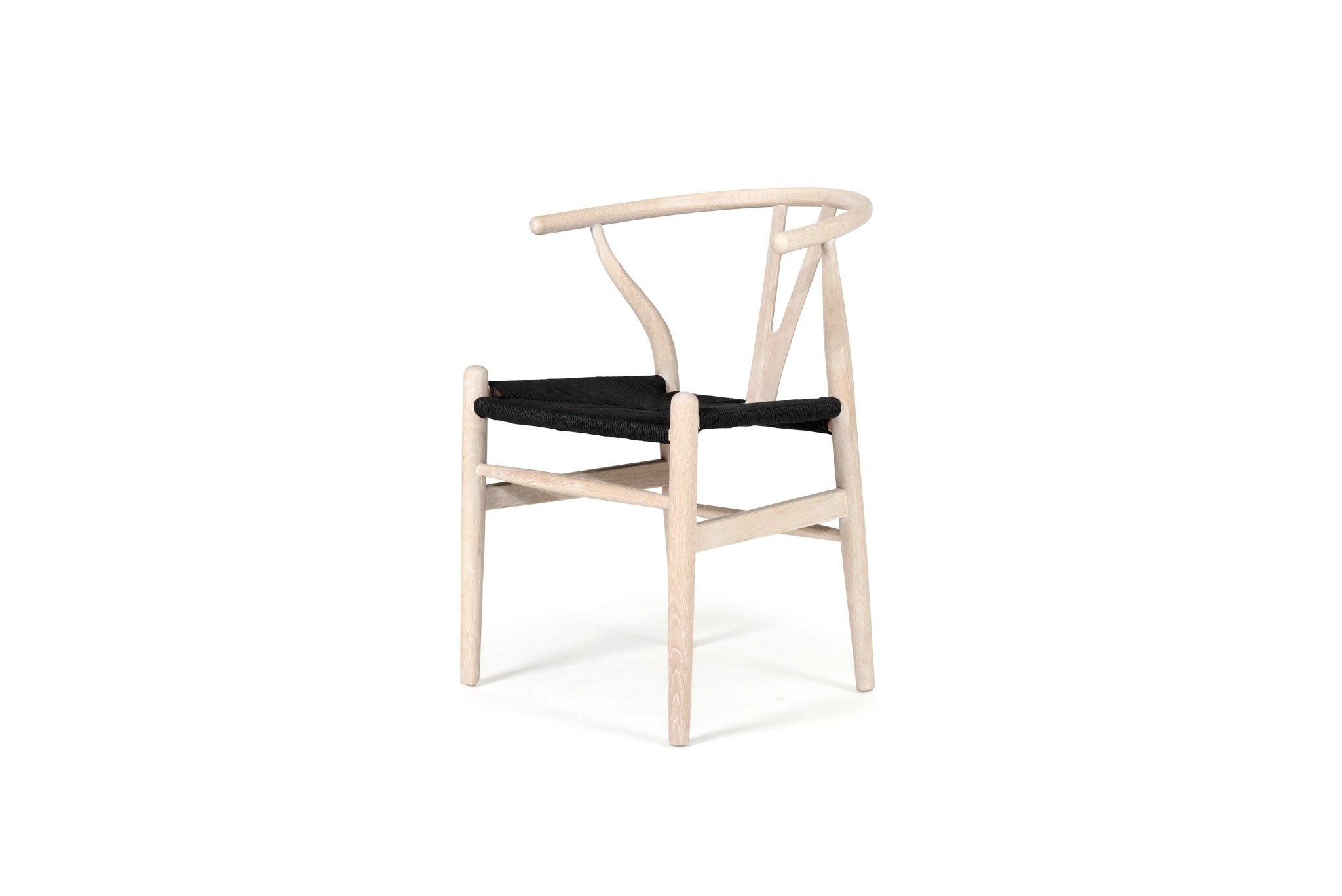 Hans Wegner Wishbone Replica Dining Chair – White Coastal Oak with Charcoal Cord