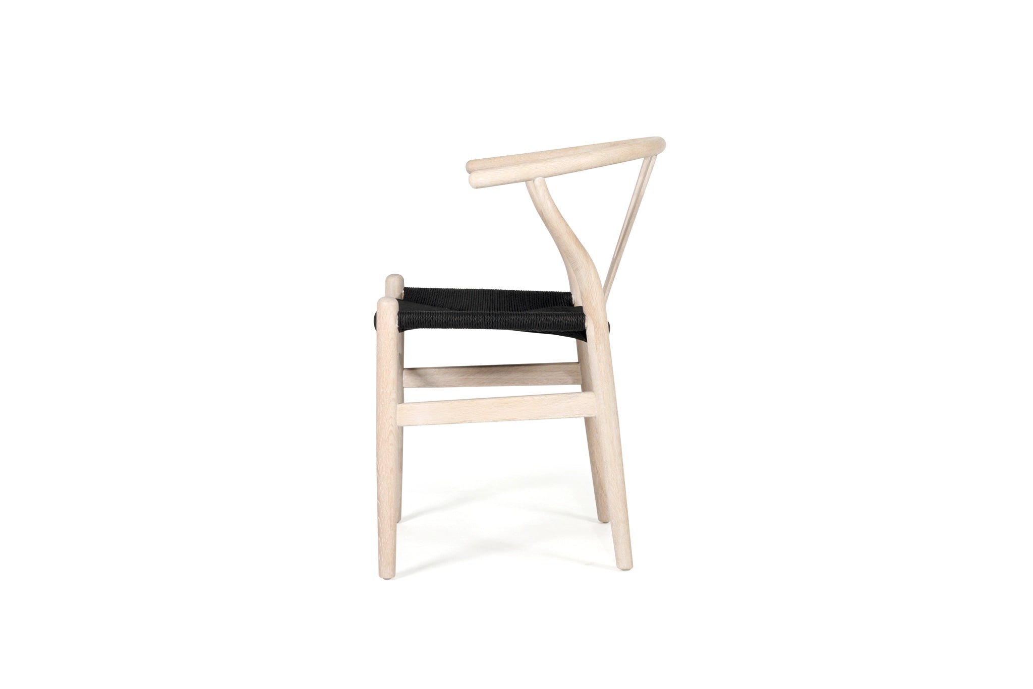 Hans Wegner Wishbone Replica Dining Chair – White Coastal Oak with Charcoal Cord